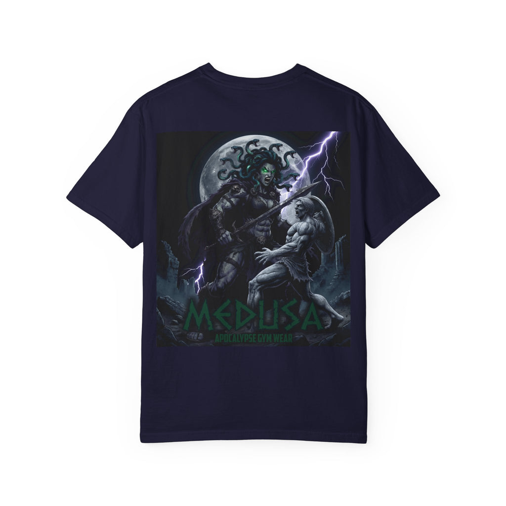Medusa Mythology Graphic T-Shirt | Gorgon Head Lightning Back Print
