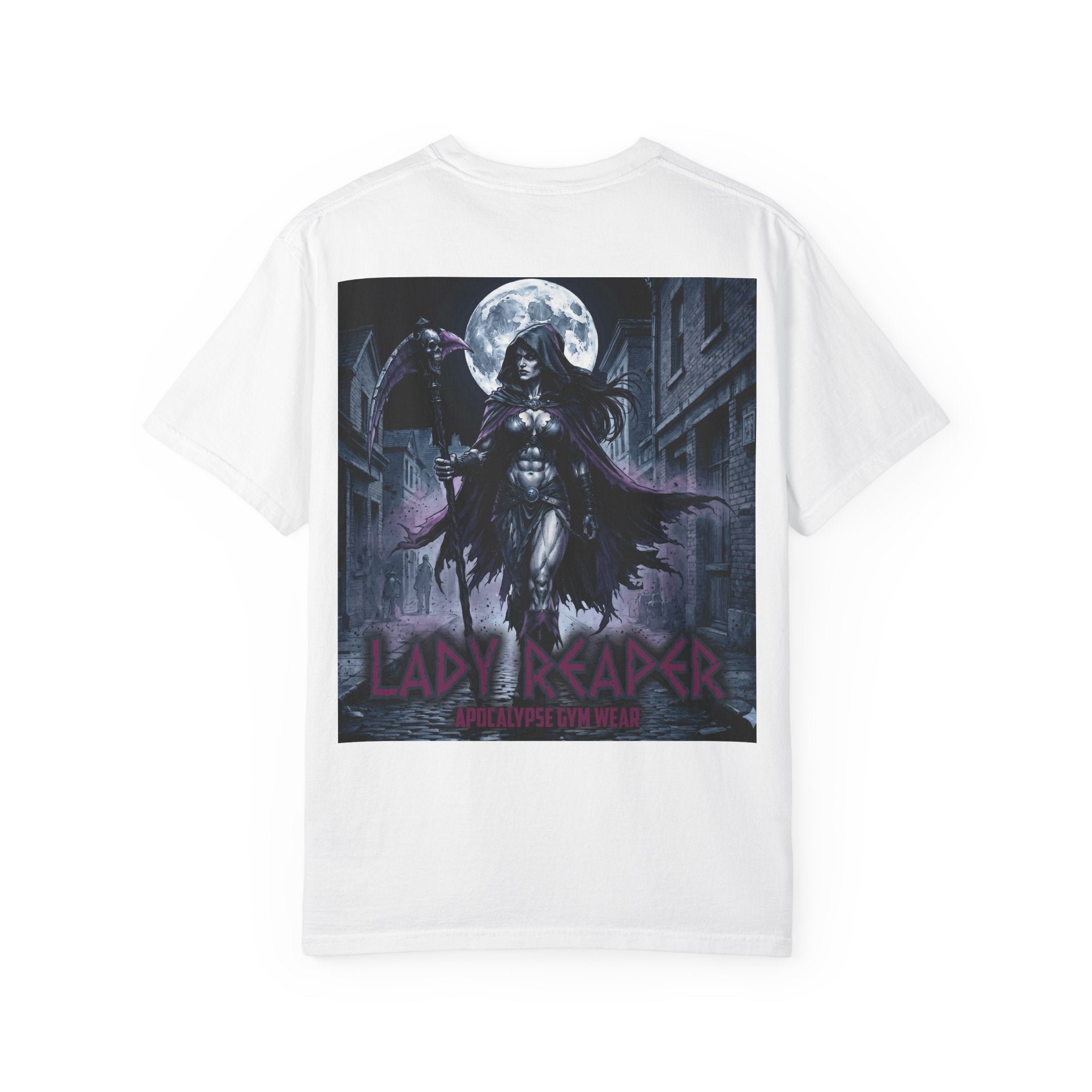 Lady Reaper Graphic T-Shirt — Gothic Moonlight Skull Design