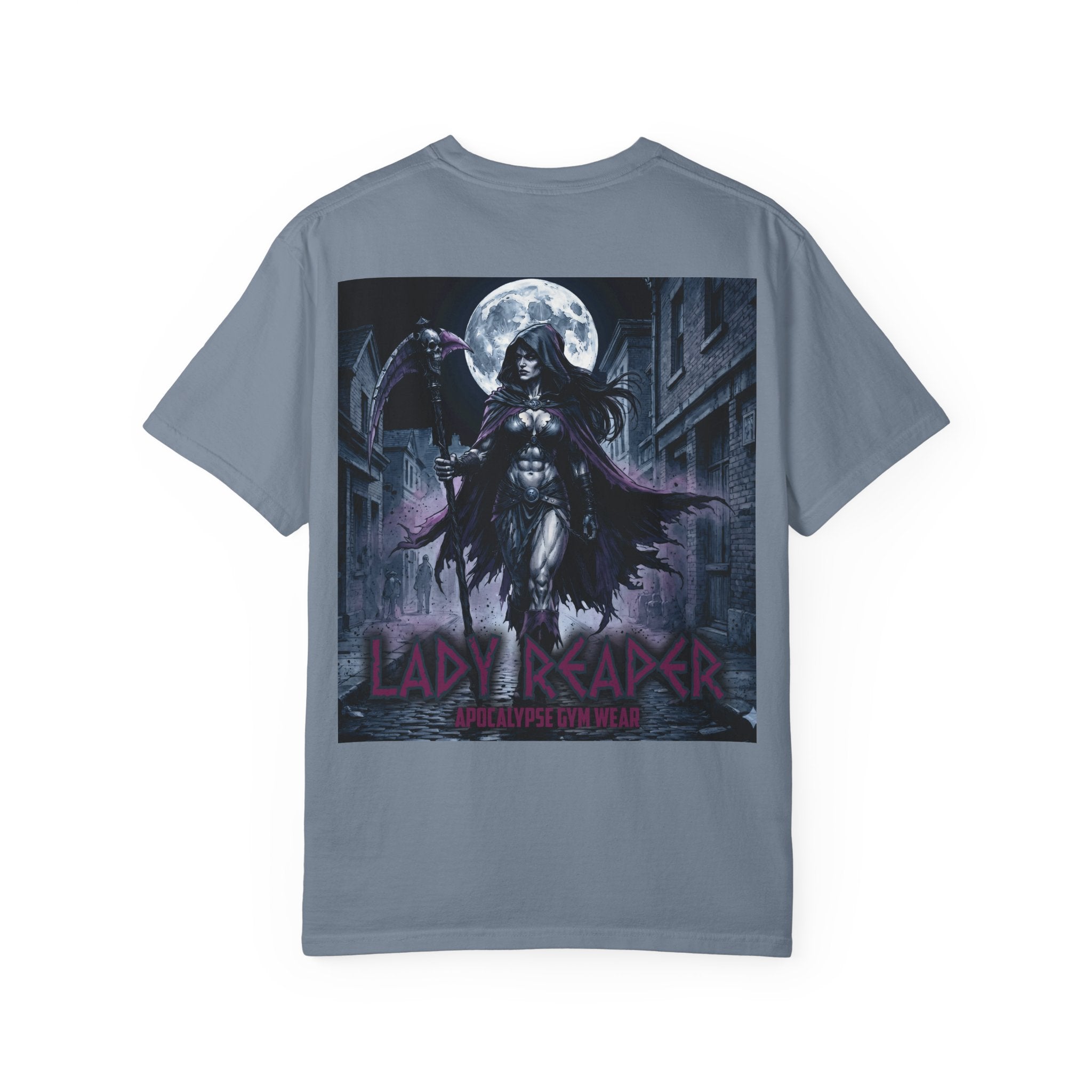 Lady Reaper Graphic T-Shirt — Gothic Moonlight Skull Design