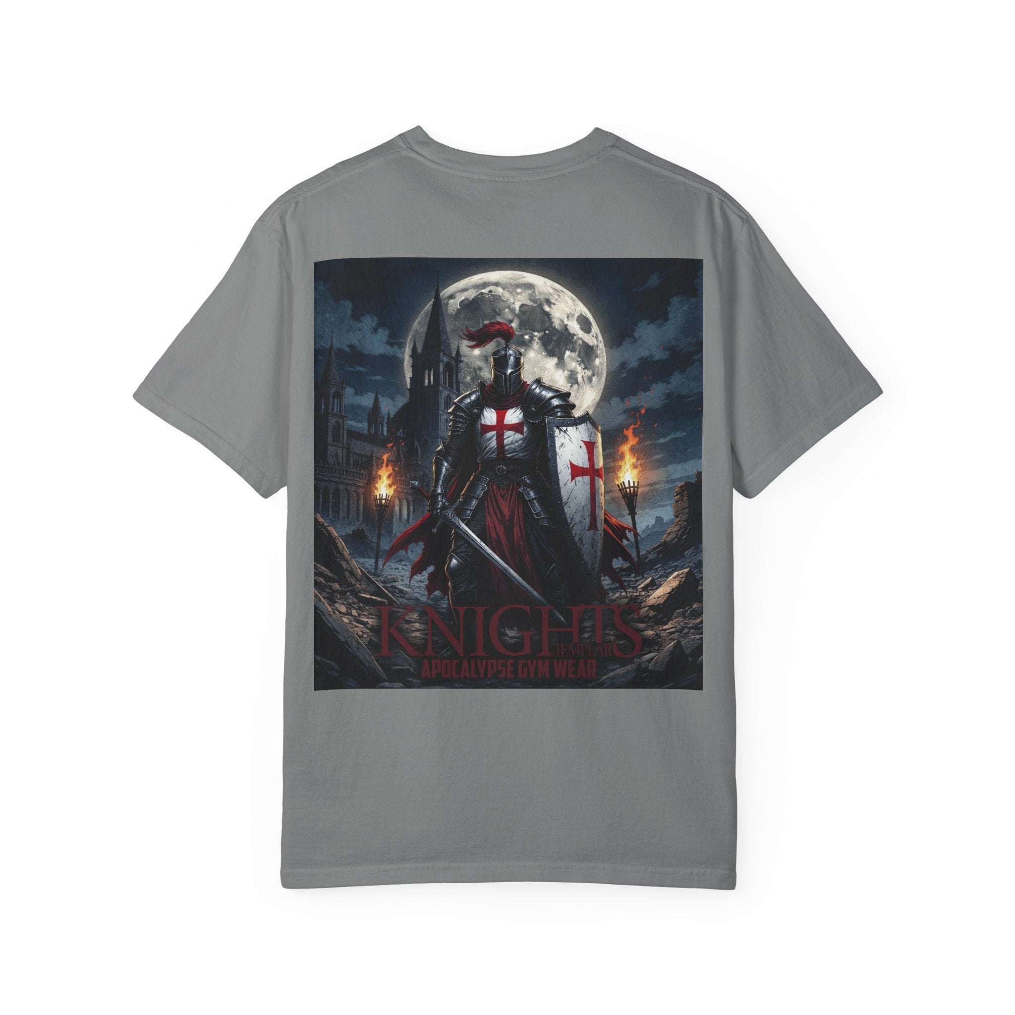 Knights Templar Bodybuilding Shirt - Gym Pump Cover Tee, Heavyweight Cotton Workout T-Shirt, Warrior Fitness Apparel, Powerlifting Tee