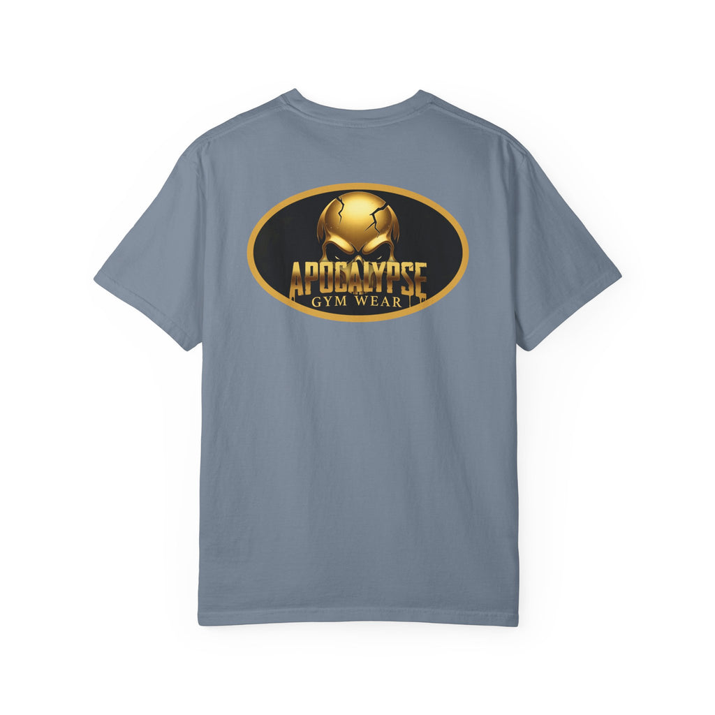 Apocalypse Gym Wear T-Shirt | Gold Skull Logo Athletic Tee