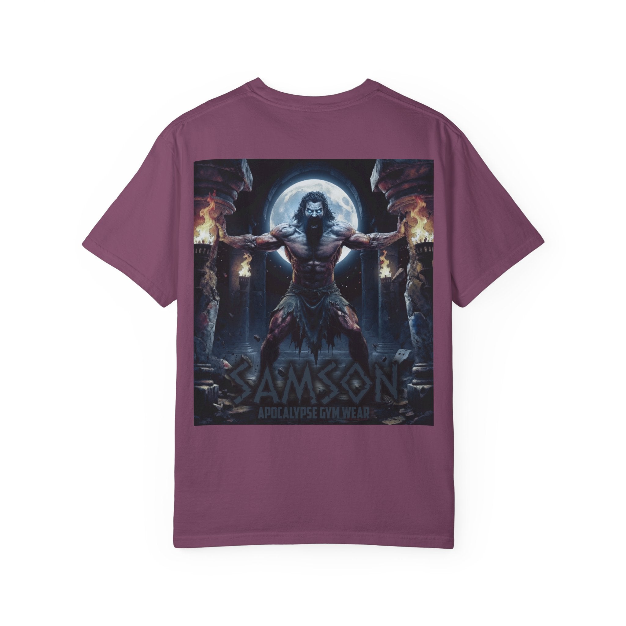 Samson warrior graphic T-Shirt | Mythic strength illustration, back print