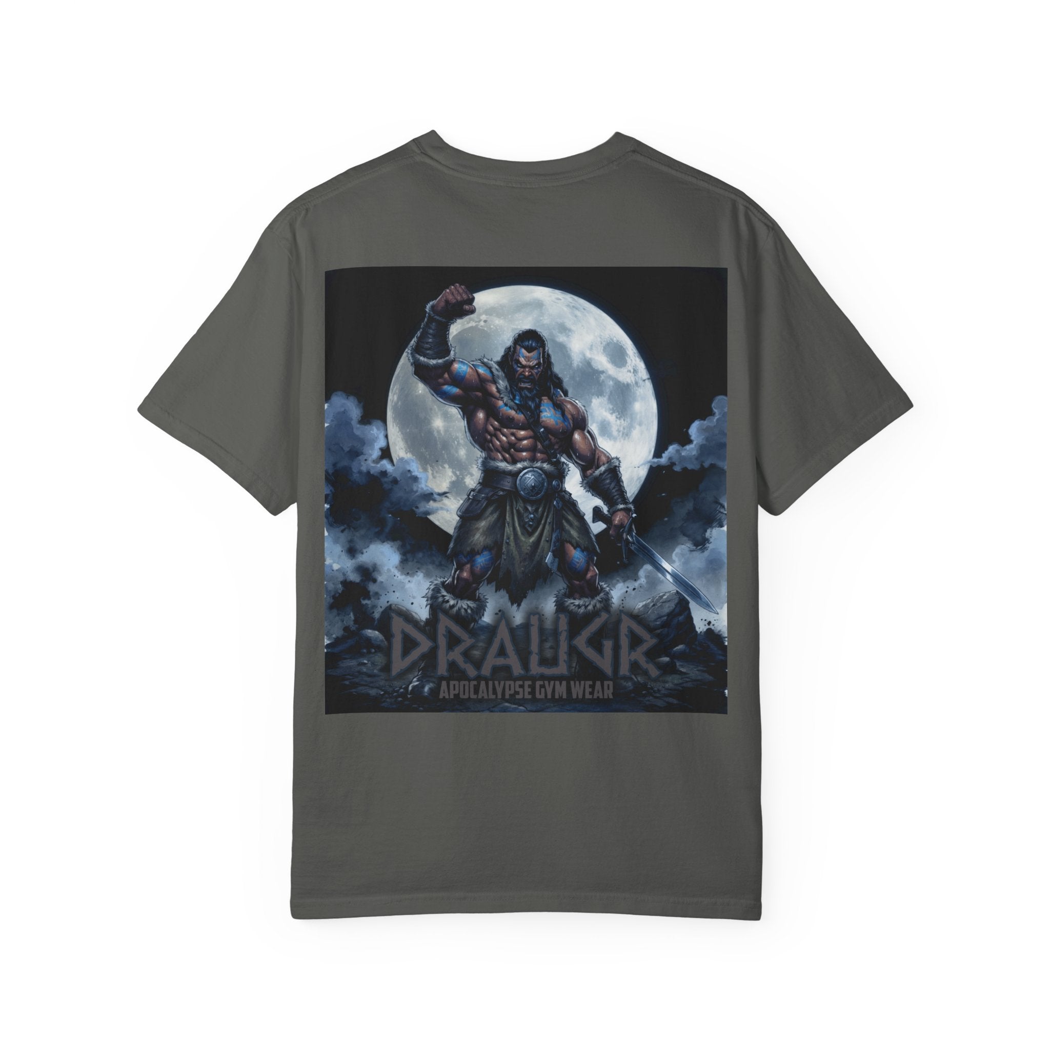 Draugr Apocalypse warrior graphic T-shirt | Norse undead moonback design