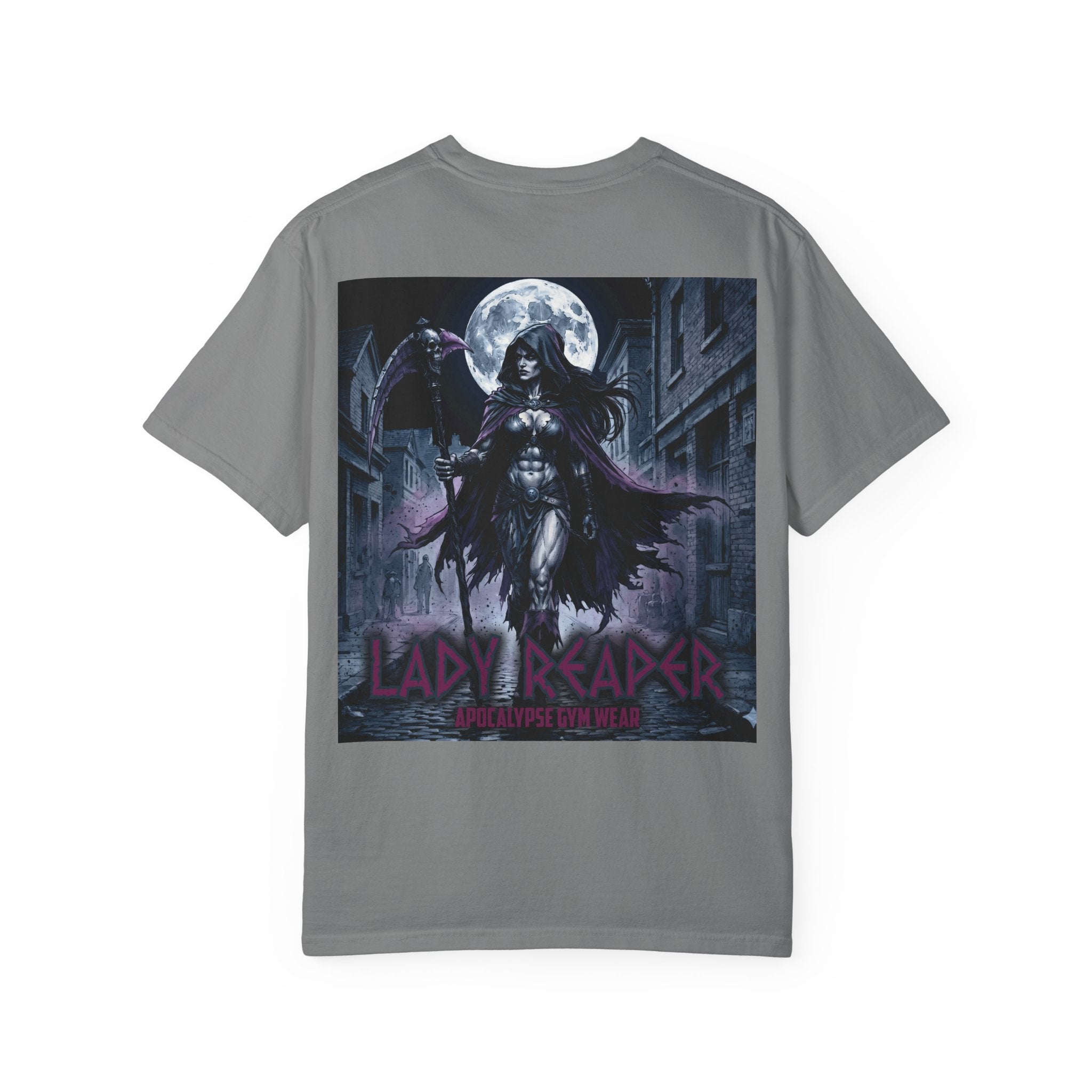 Lady Reaper Graphic T-Shirt — Gothic Moonlight Skull Design