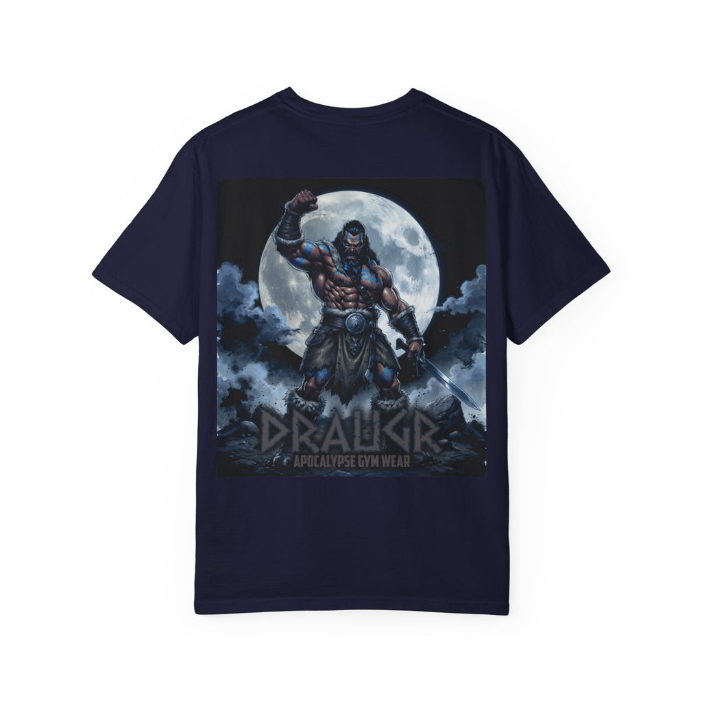 Draugr Apocalypse warrior graphic T-shirt | Norse undead moonback design
