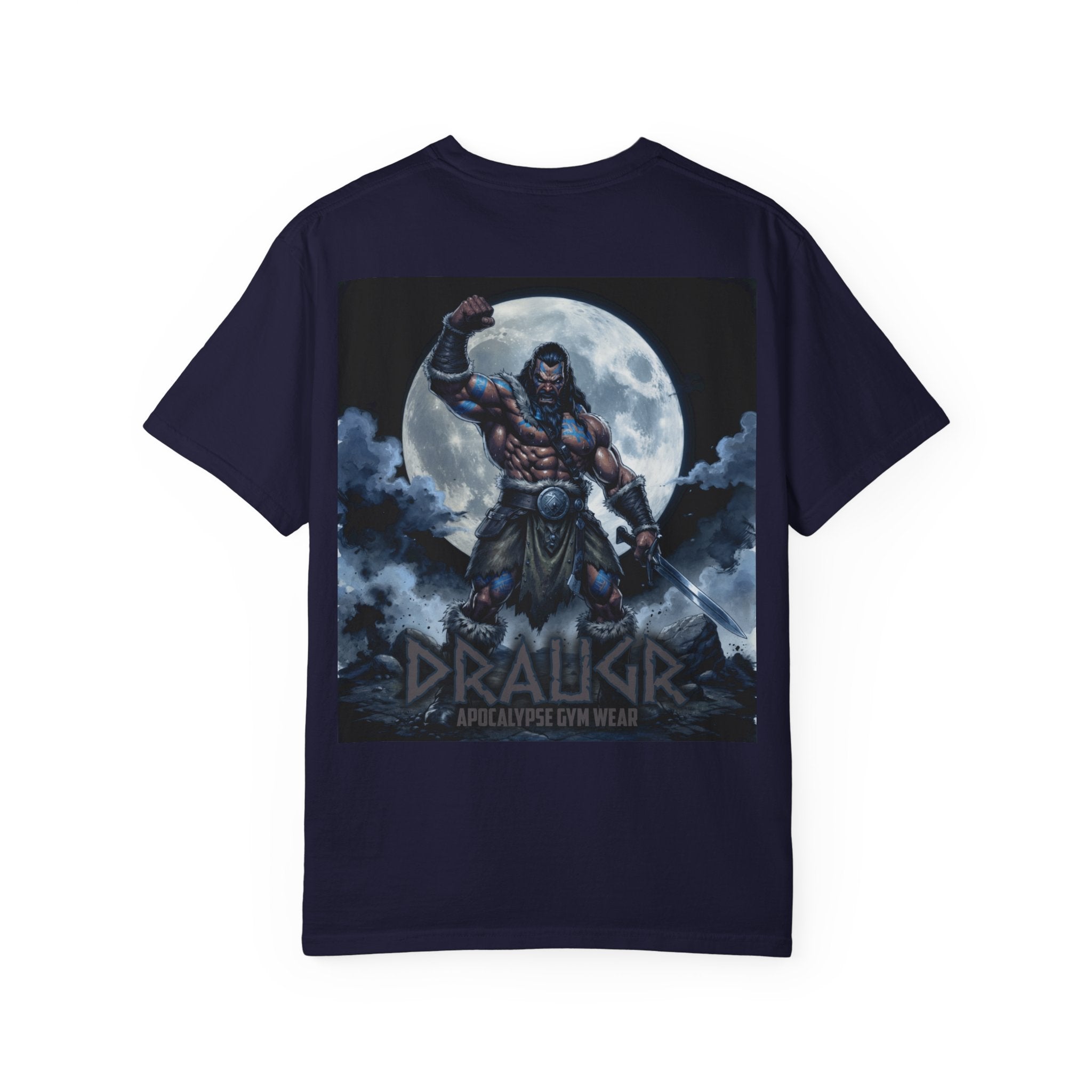 Draugr Apocalypse warrior graphic T-shirt | Norse undead moonback design