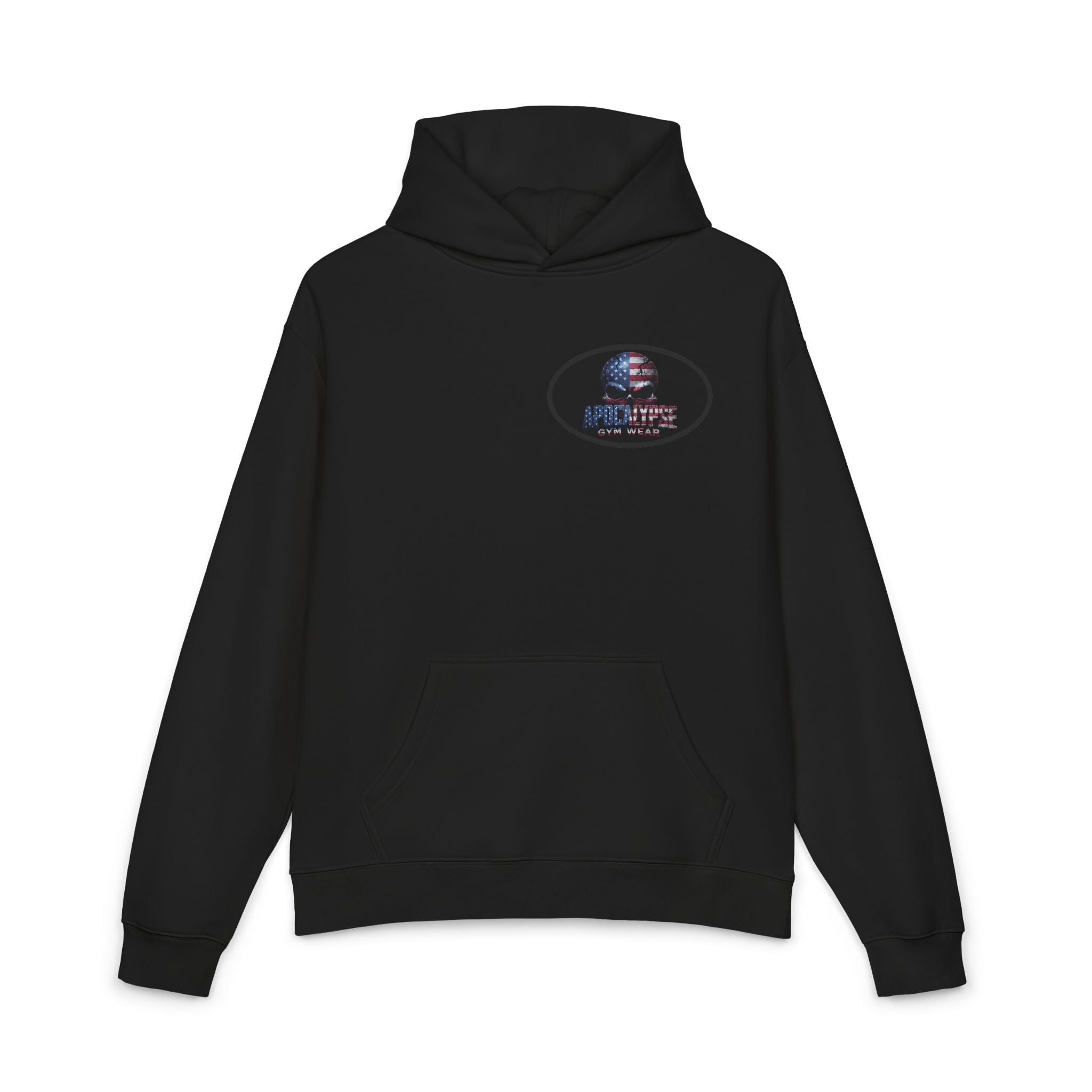 American Flag Skull Heavyweight Gym Hoodie - Patriotic Pump Cover
