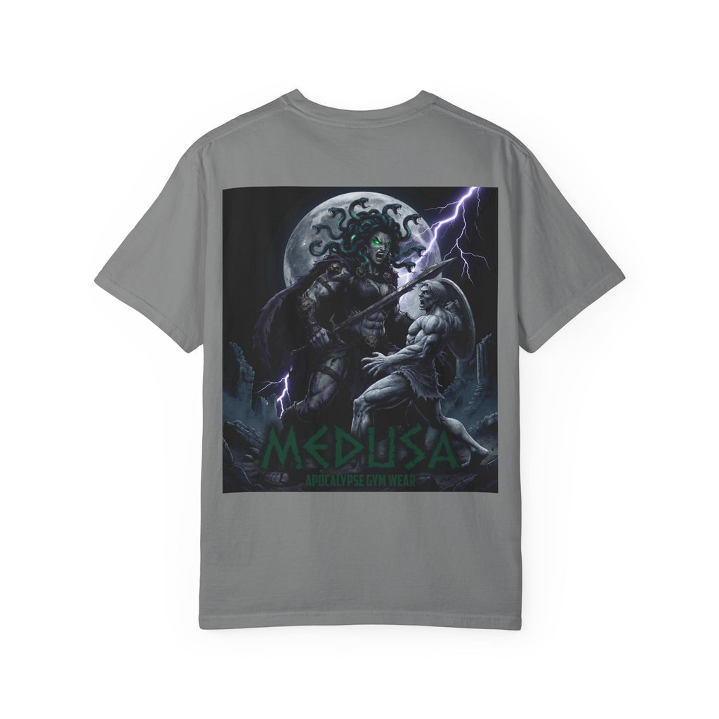 Medusa Mythology Graphic T-Shirt | Gorgon Head Lightning Back Print