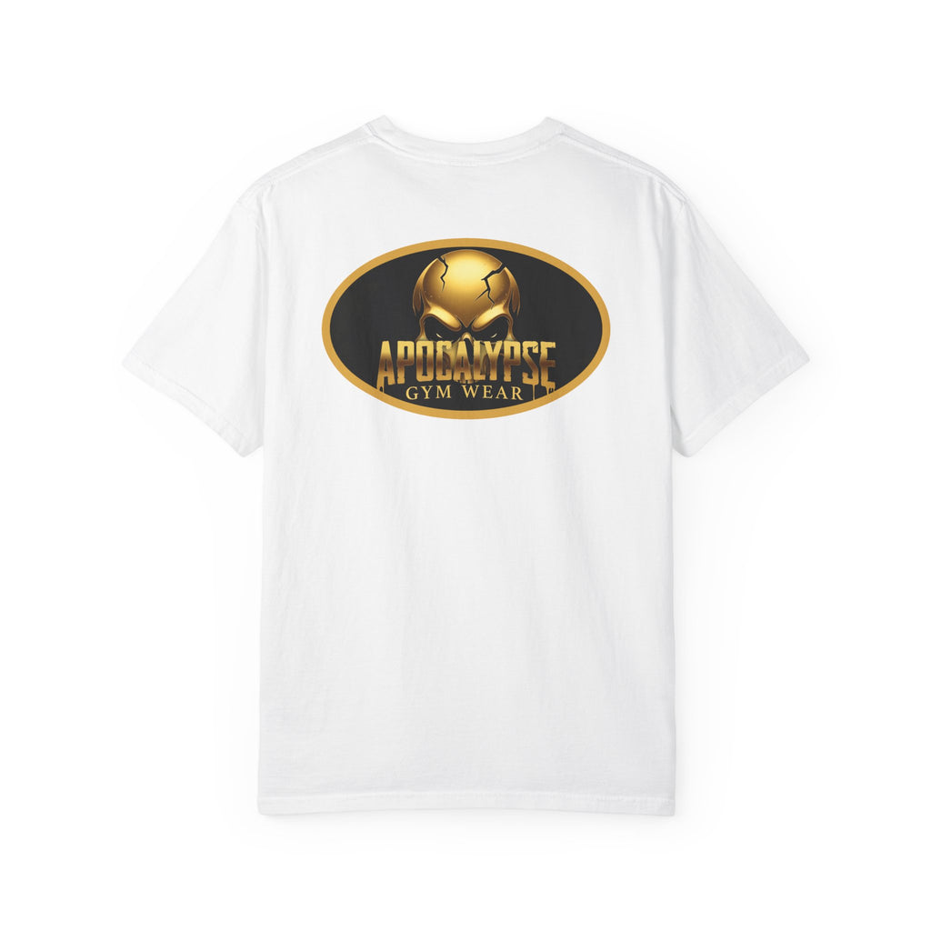 Apocalypse Gym Wear T-Shirt | Gold Skull Logo Athletic Tee