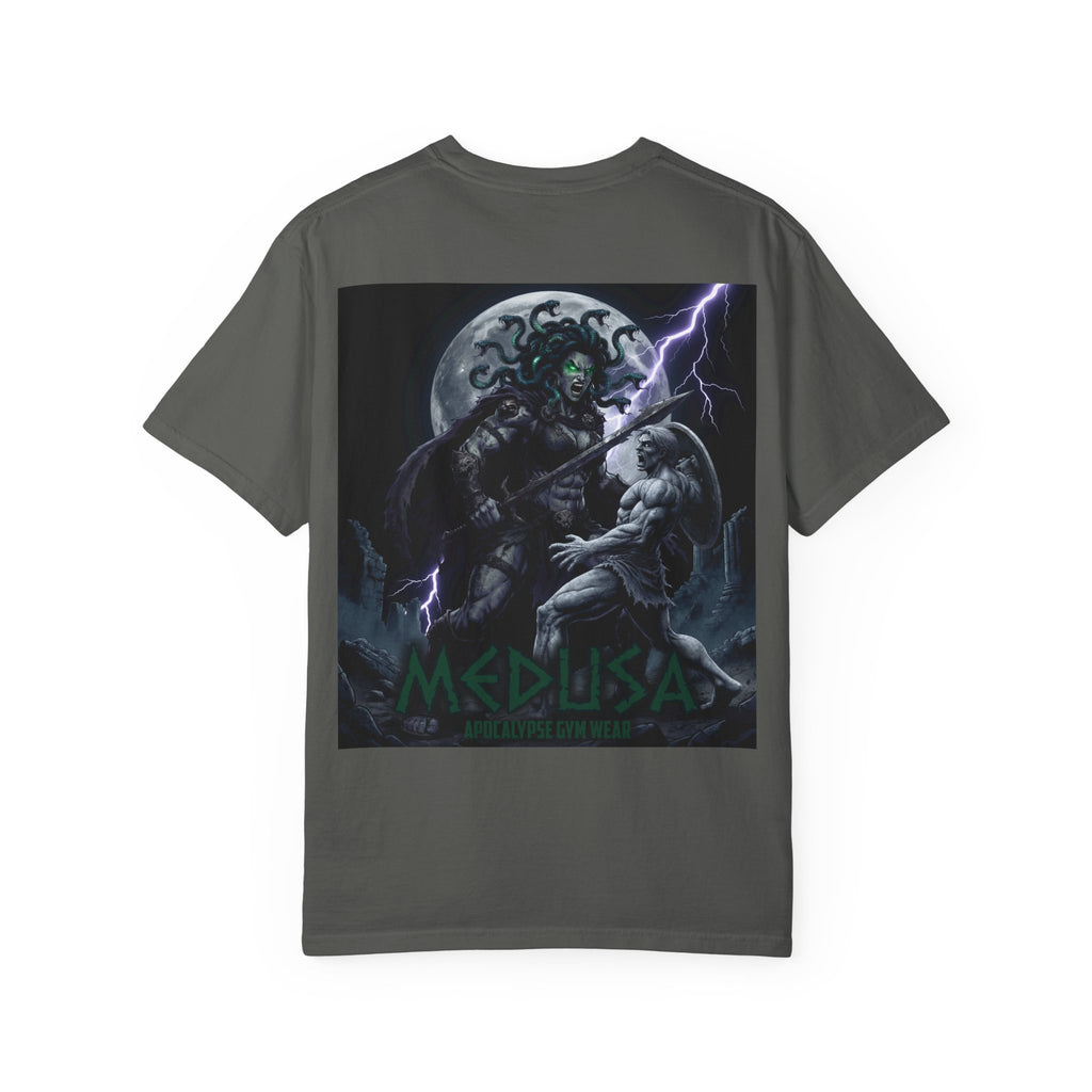 Medusa Mythology Graphic T-Shirt | Gorgon Head Lightning Back Print