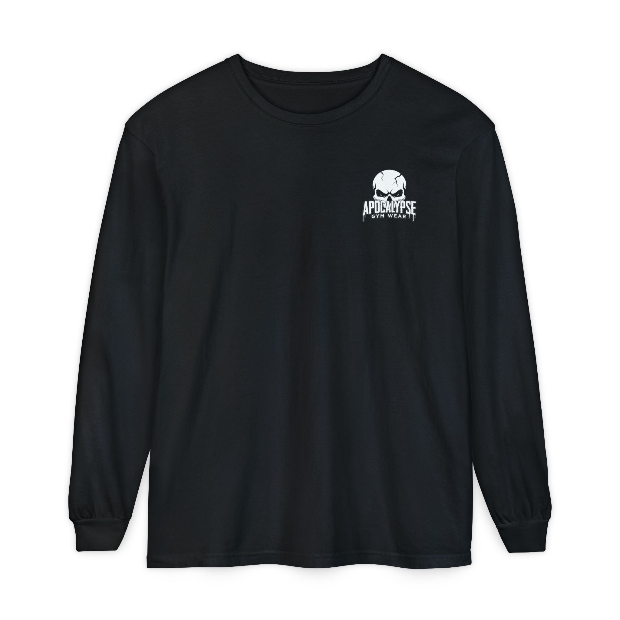 White Skull Logo Heavyweight Long Sleeve Gym Shirt | Apocalypse Gym Wear Pump Cover