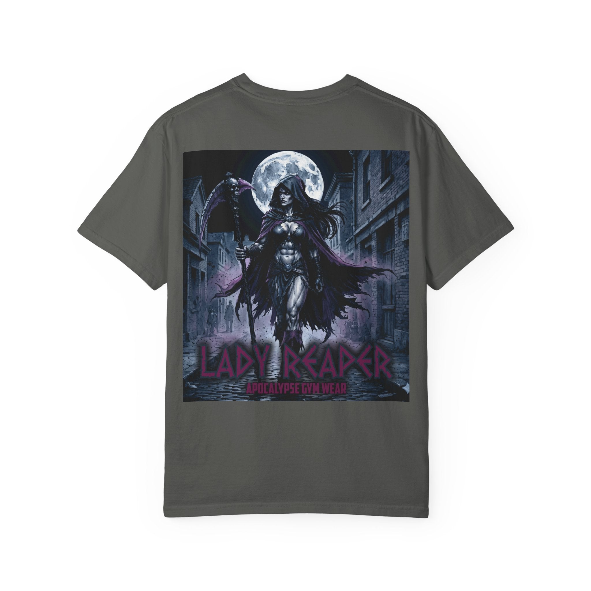 Lady Reaper Graphic T-Shirt — Gothic Moonlight Skull Design