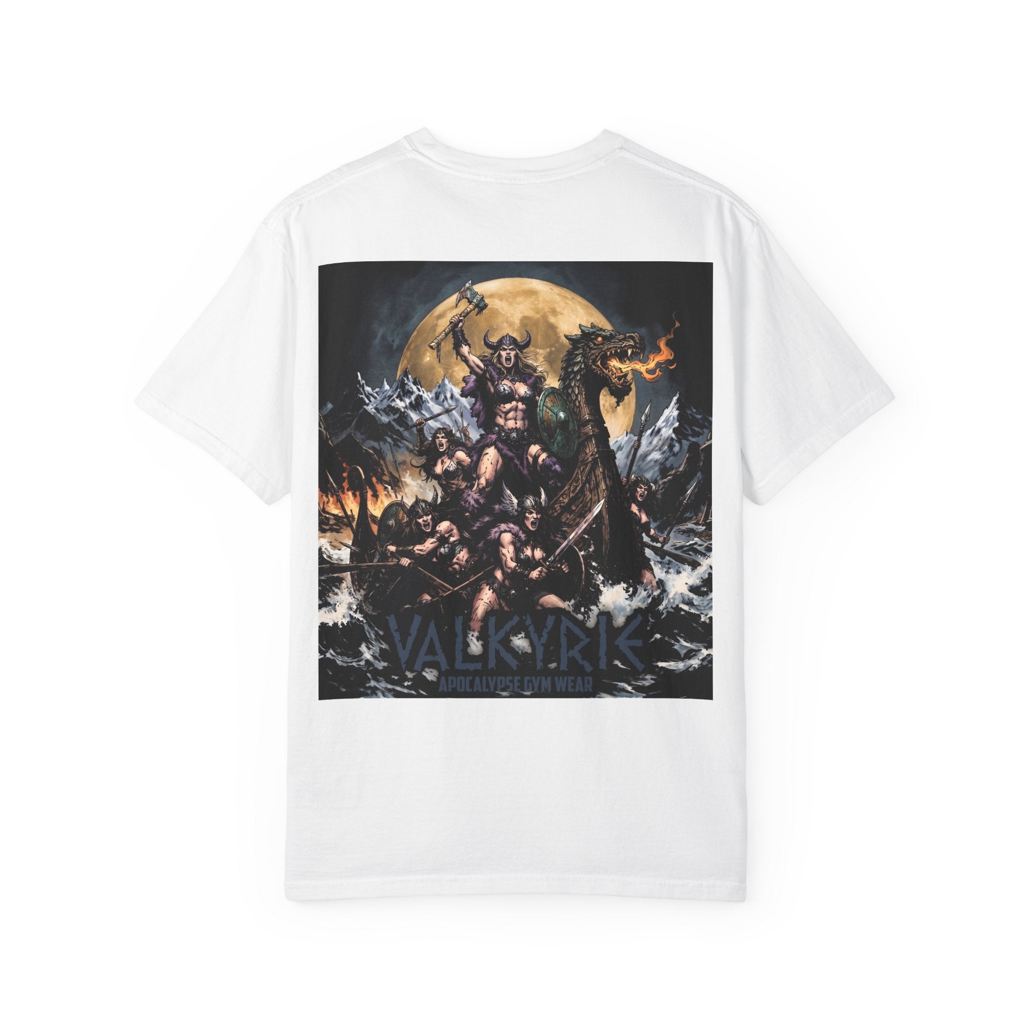 Valkyrie Norse Viking Illustration T-shirt | Mythic Warrior Back Print