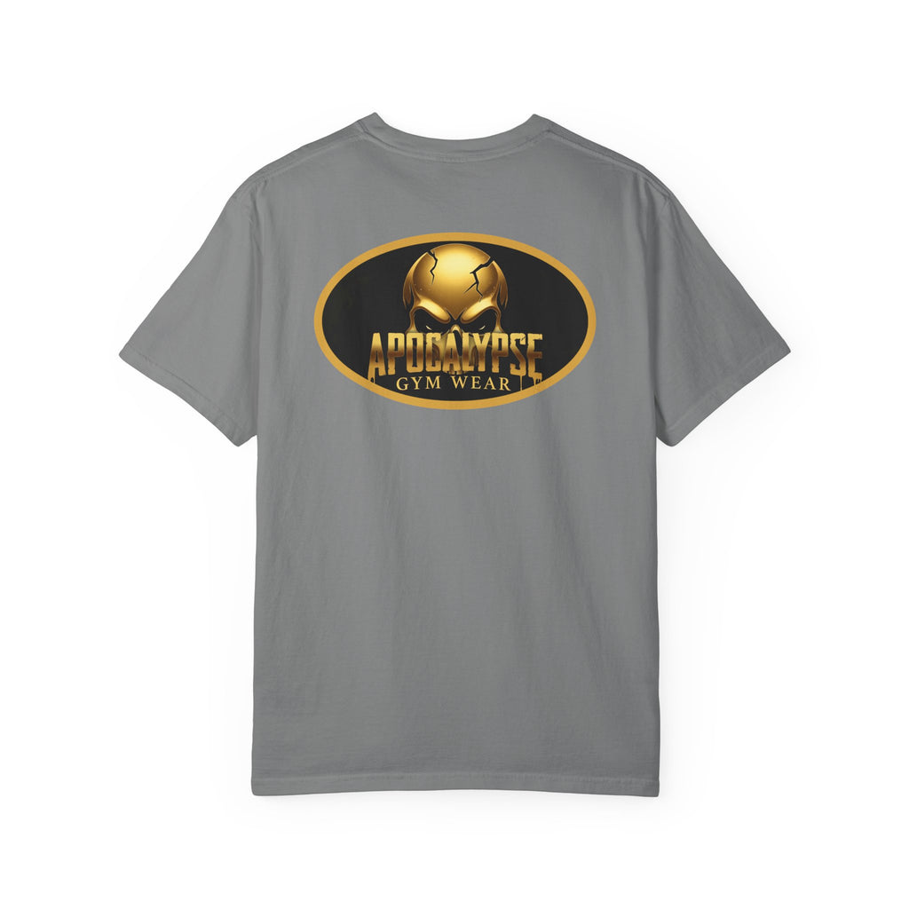 Apocalypse Gym Wear T-Shirt | Gold Skull Logo Athletic Tee