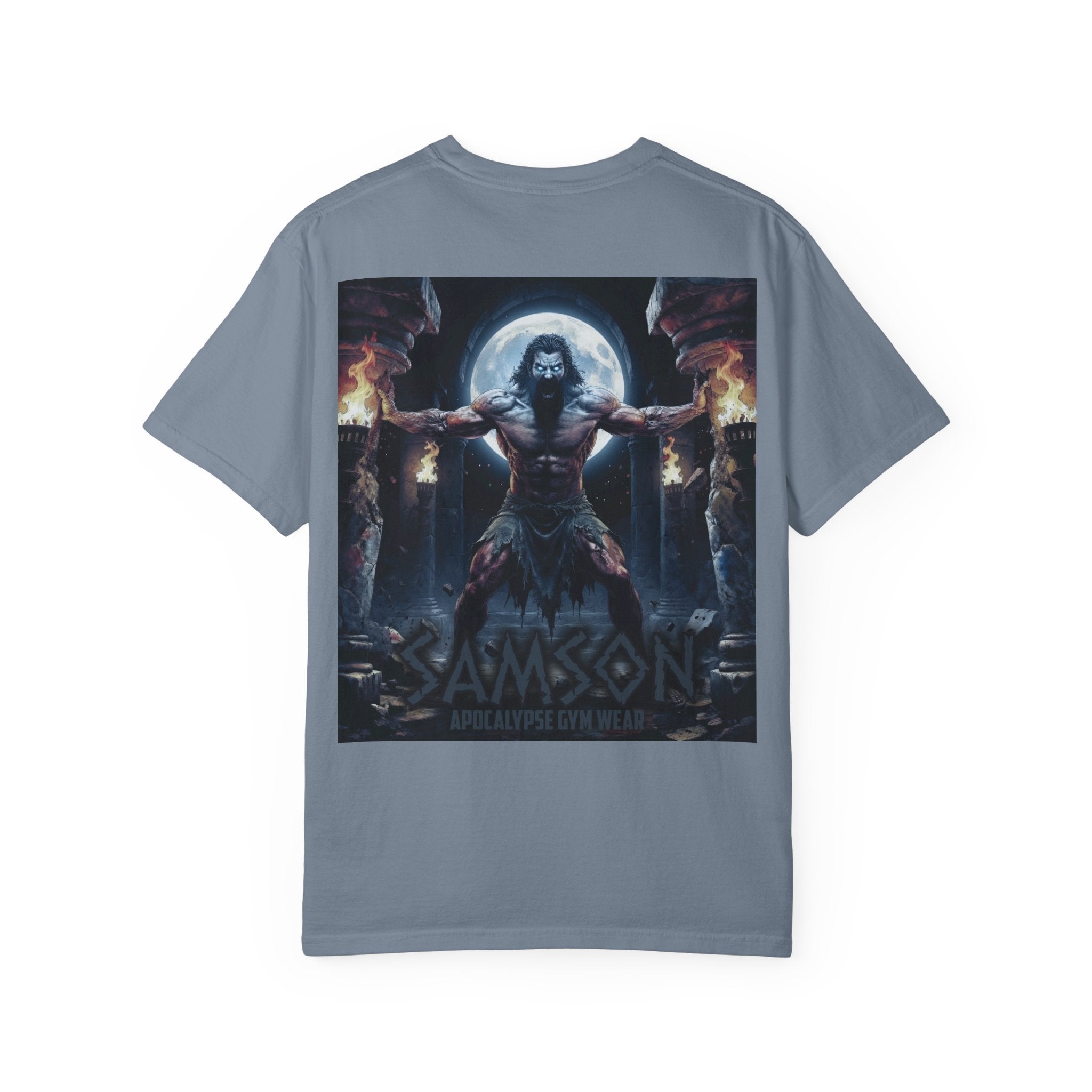 Samson warrior graphic T-Shirt | Mythic strength illustration, back print