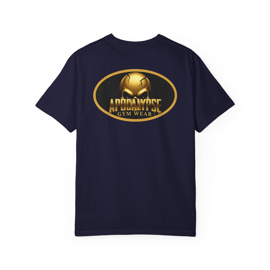 Apocalypse Gym Wear T-Shirt | Gold Skull Logo Athletic Tee