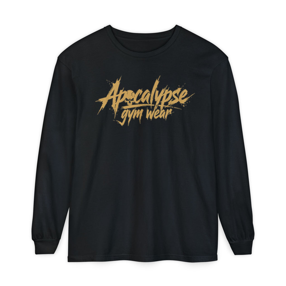 Gold Brush Logo Heavyweight Long Sleeve Gym Shirt | Apocalypse Gym Wear Pump Cover