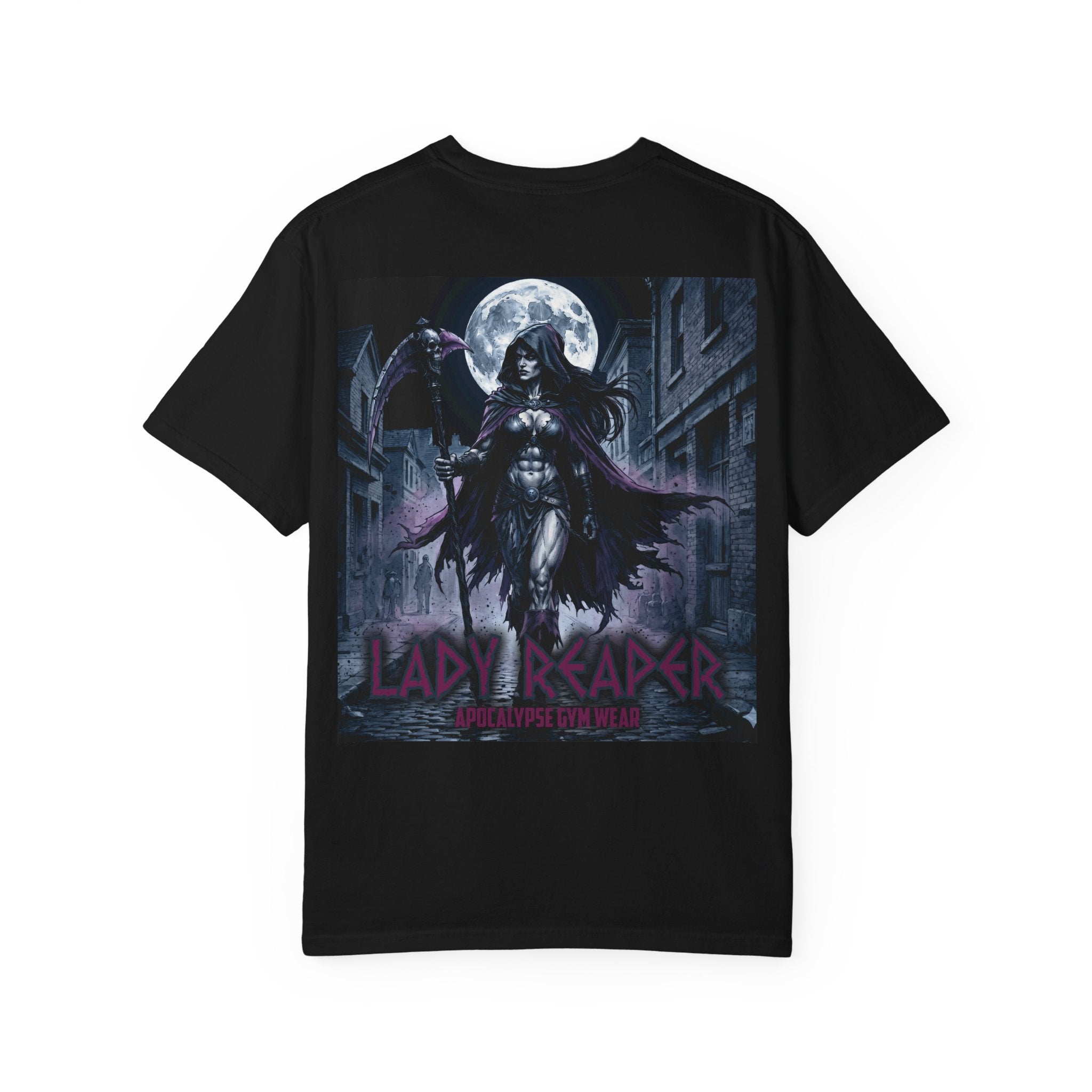 Lady Reaper Graphic T-Shirt — Gothic Moonlight Skull Design