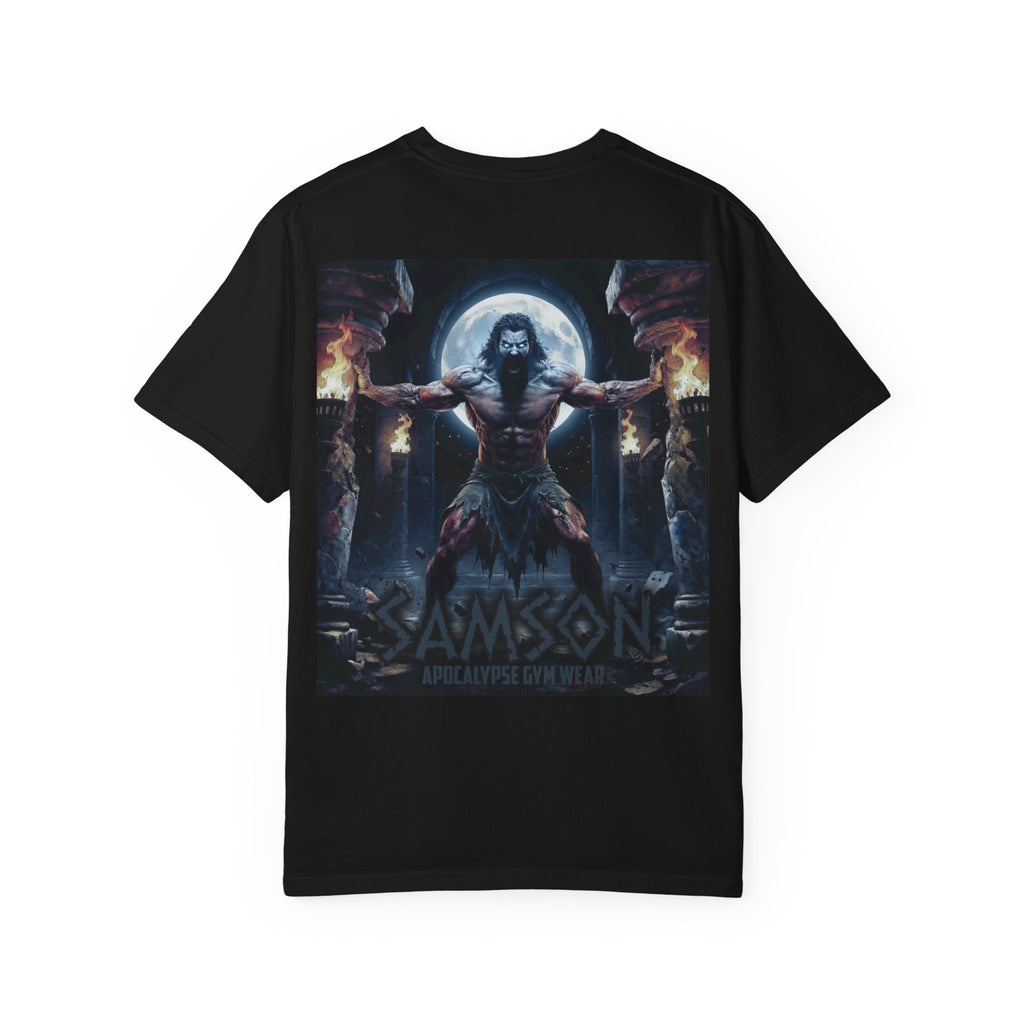 Samson warrior graphic T-Shirt | Mythic strength illustration, back print