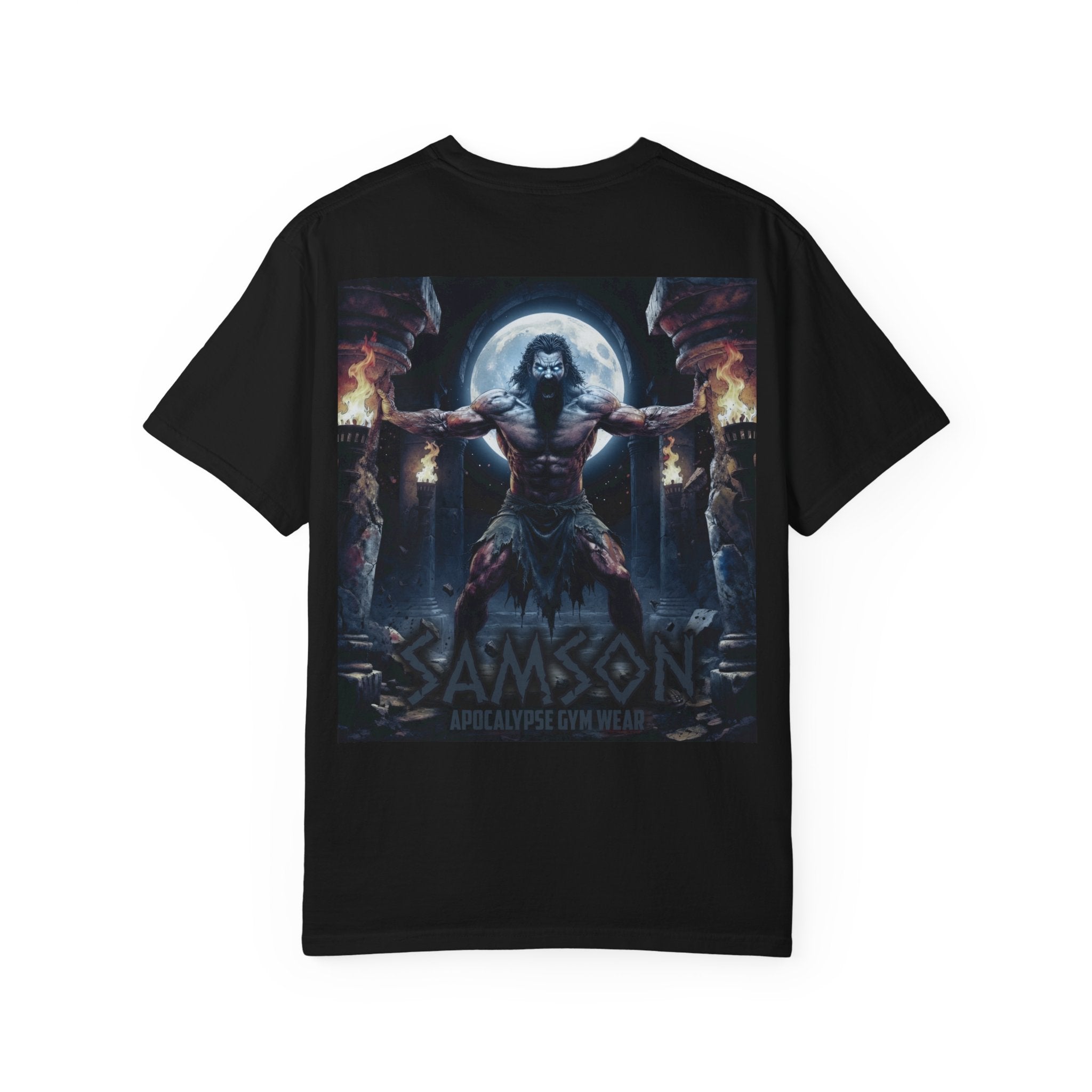 Samson warrior graphic T-Shirt | Mythic strength illustration, back print