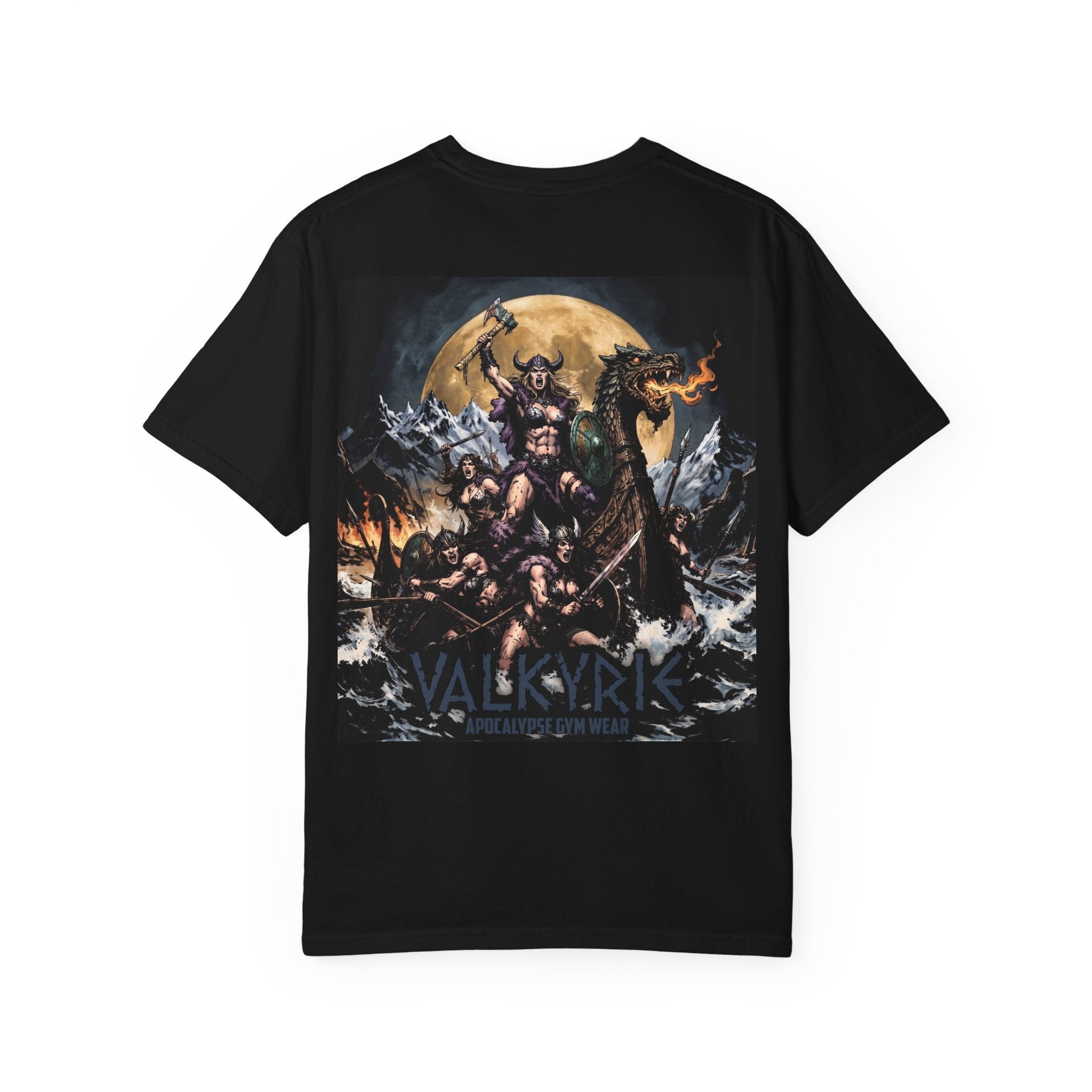 Valkyrie Norse Viking Illustration T-shirt | Mythic Warrior Back Print