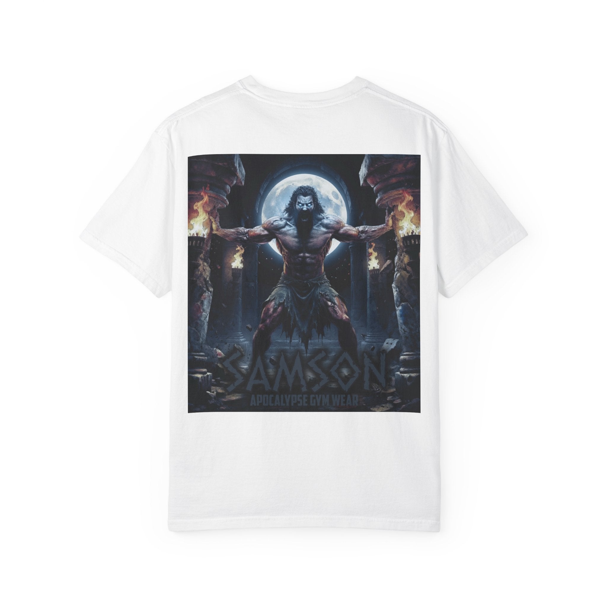Samson warrior graphic T-Shirt | Mythic strength illustration, back print