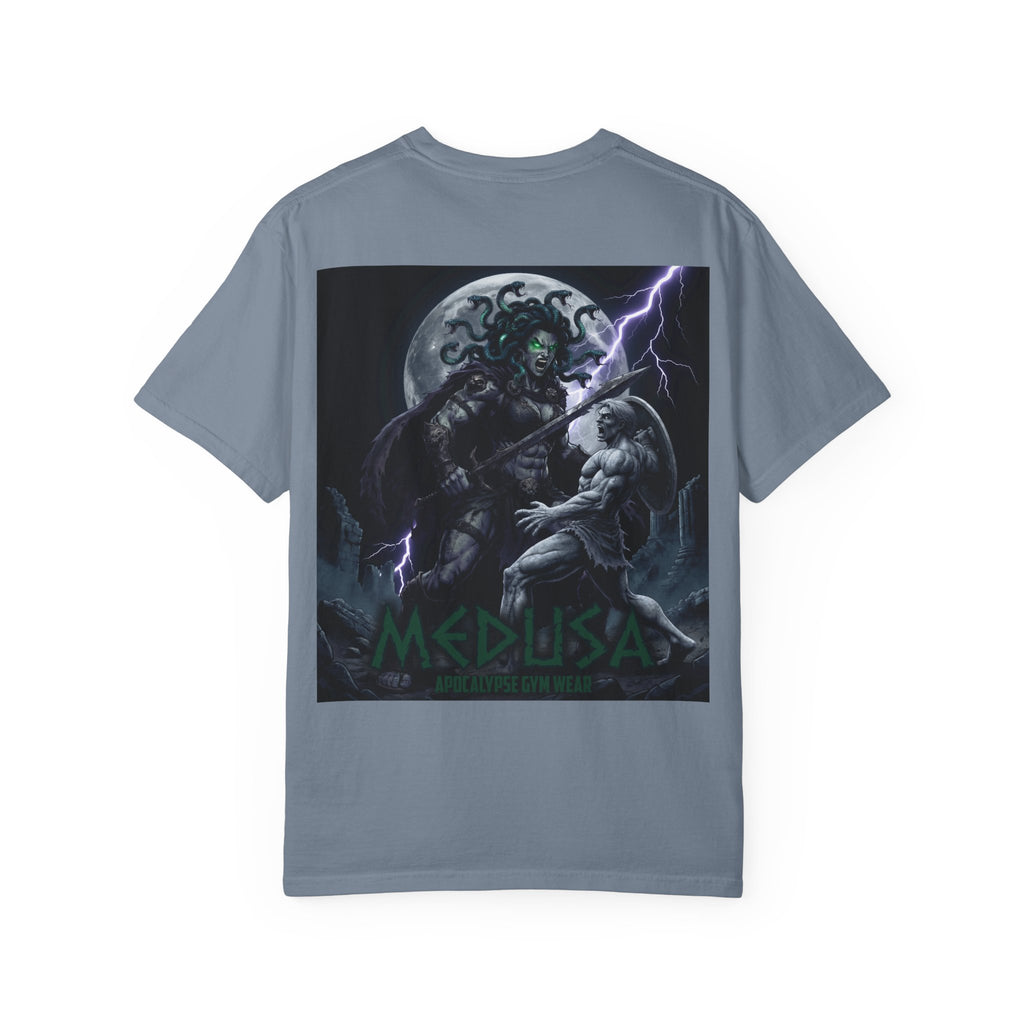 Medusa Mythology Graphic T-Shirt | Gorgon Head Lightning Back Print