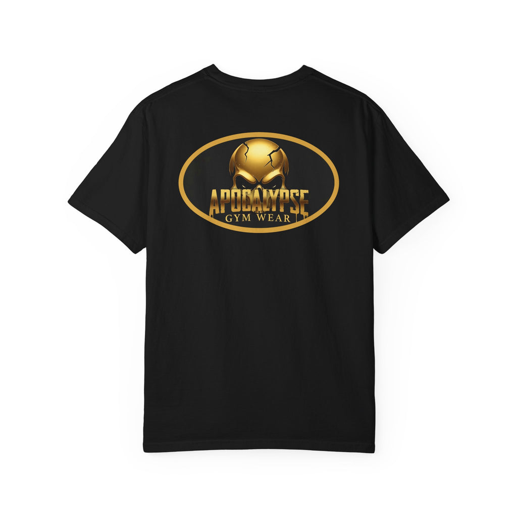 Apocalypse Gym Wear T-Shirt | Gold Skull Logo Athletic Tee
