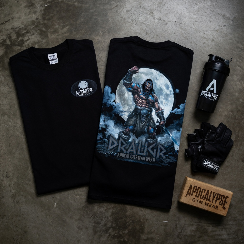 Draugr Apocalypse warrior graphic T-shirt | Norse undead moonback design