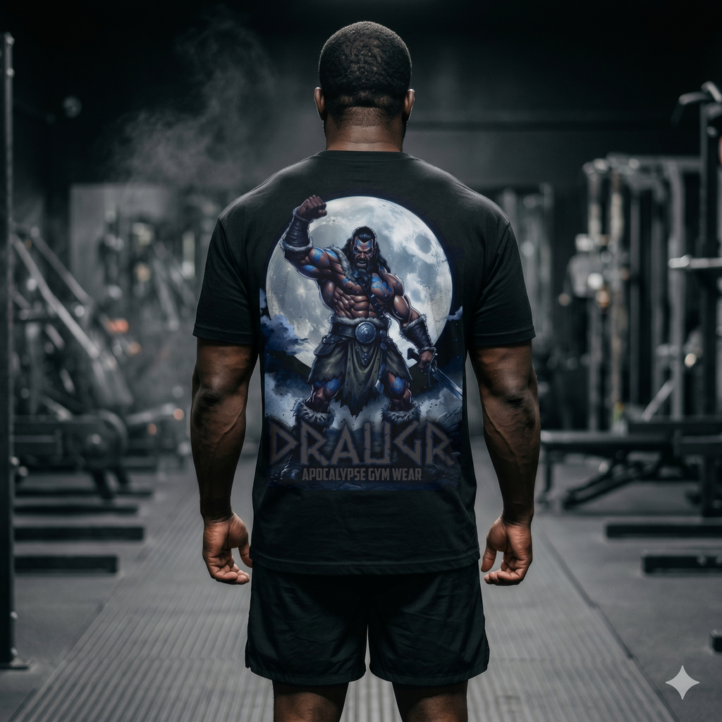Draugr Apocalypse warrior graphic T-shirt | Norse undead moonback design