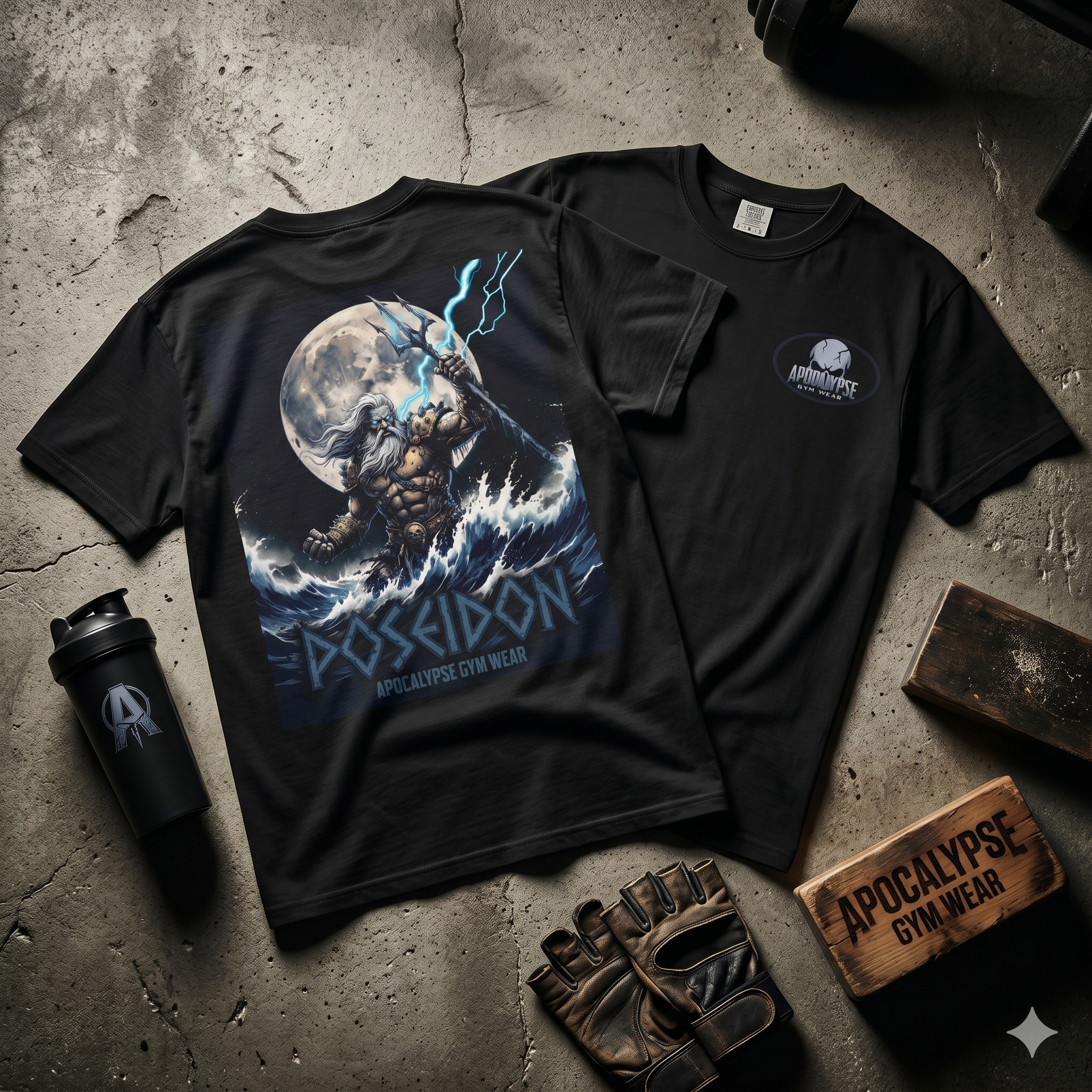 Poseidon Trident Graphic T-Shirt | Mythology Ocean Wave Tee
