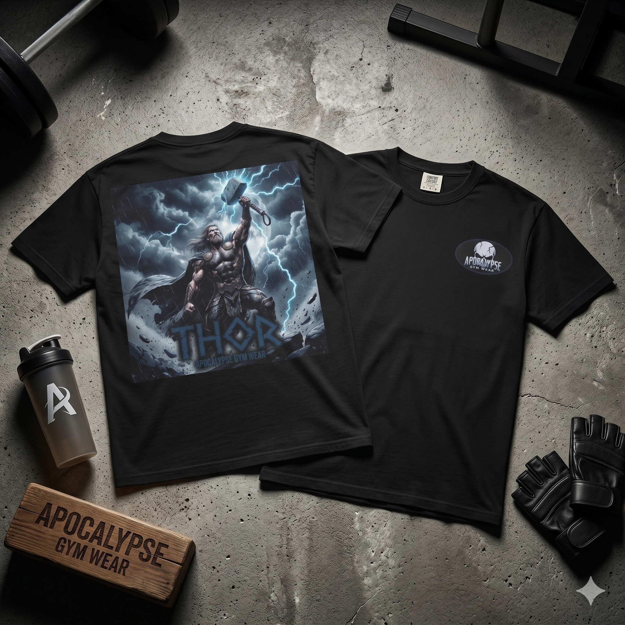Thor Lightning Illustration T-Shirt | Mythic Norse God Tee