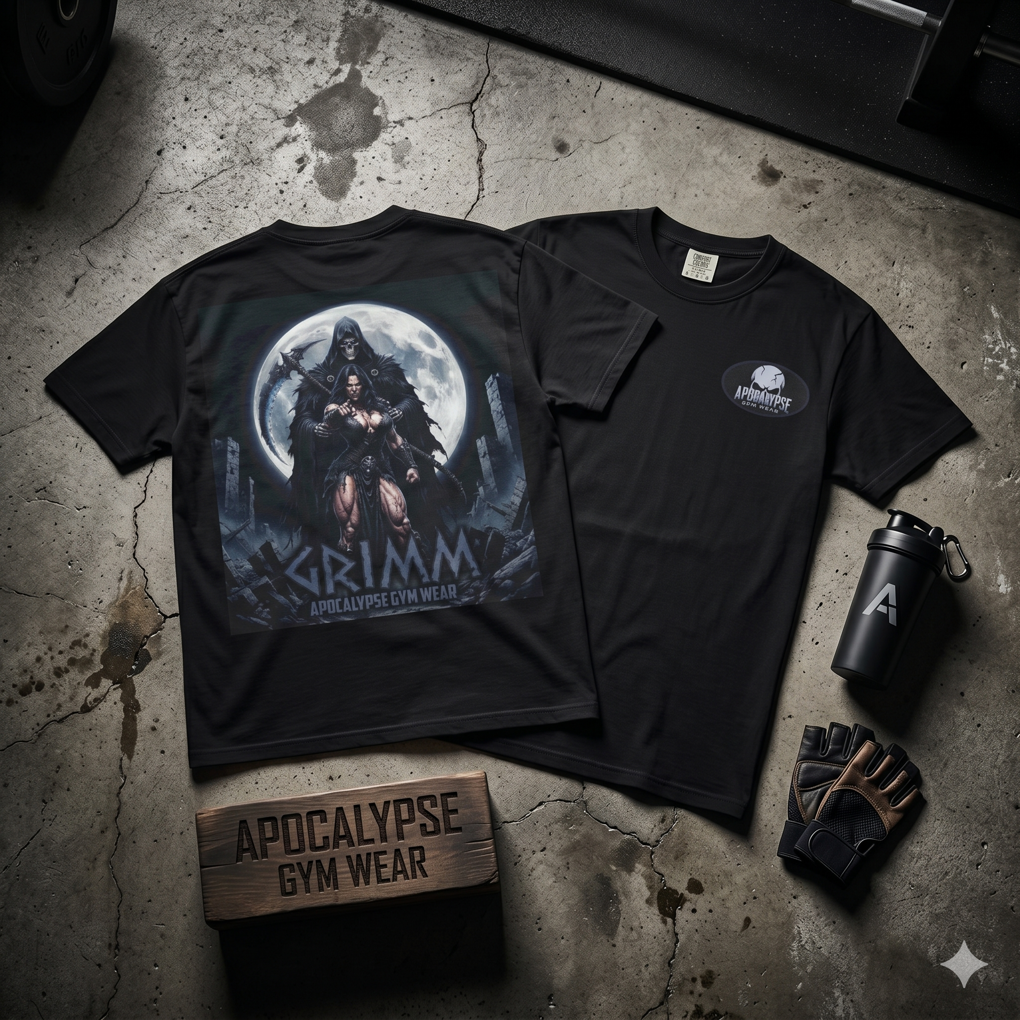 Grimm Apocalypse T-Shirt | Dark Fantasy Skull Chest Logo