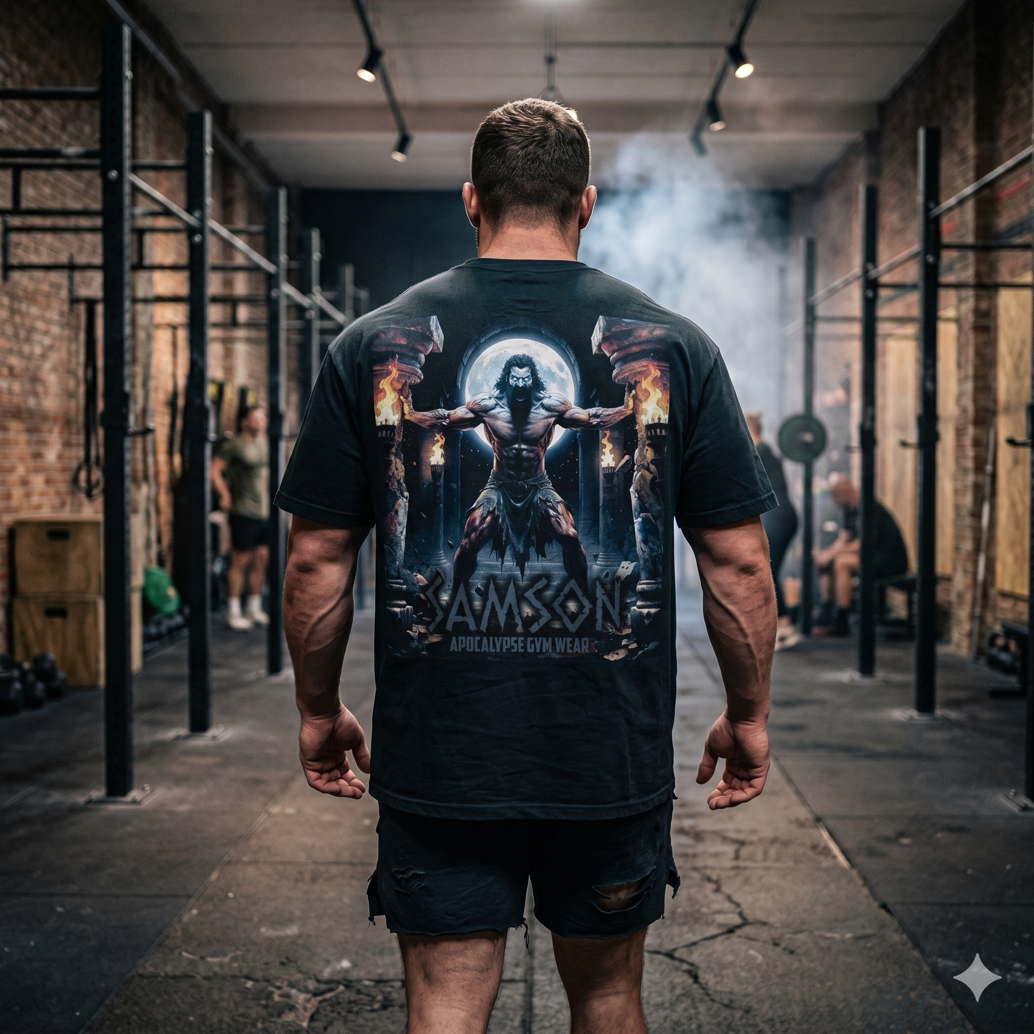 Samson warrior graphic T-Shirt | Mythic strength illustration, back print