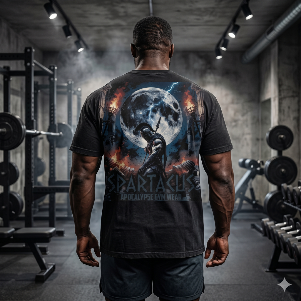 Spartacus Apocalypse Gym Wear - Kneeling Warrior Lifting Shirt - Heavyweight Mythology Pump Cover - Ancient Strength Bodybuilding Tee
