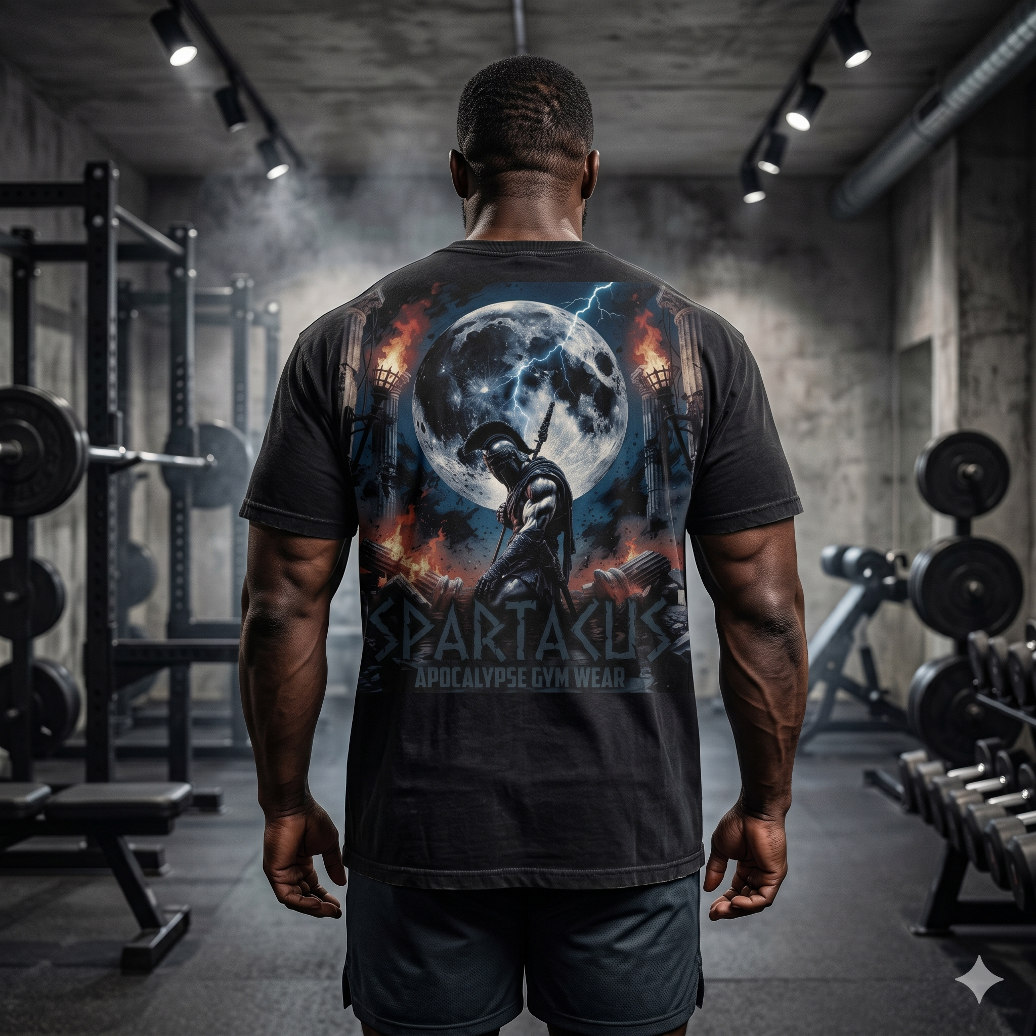 Spartacus Apocalypse Gym Wear - Kneeling Warrior Lifting Shirt - Heavyweight Mythology Pump Cover - Ancient Strength Bodybuilding Tee
