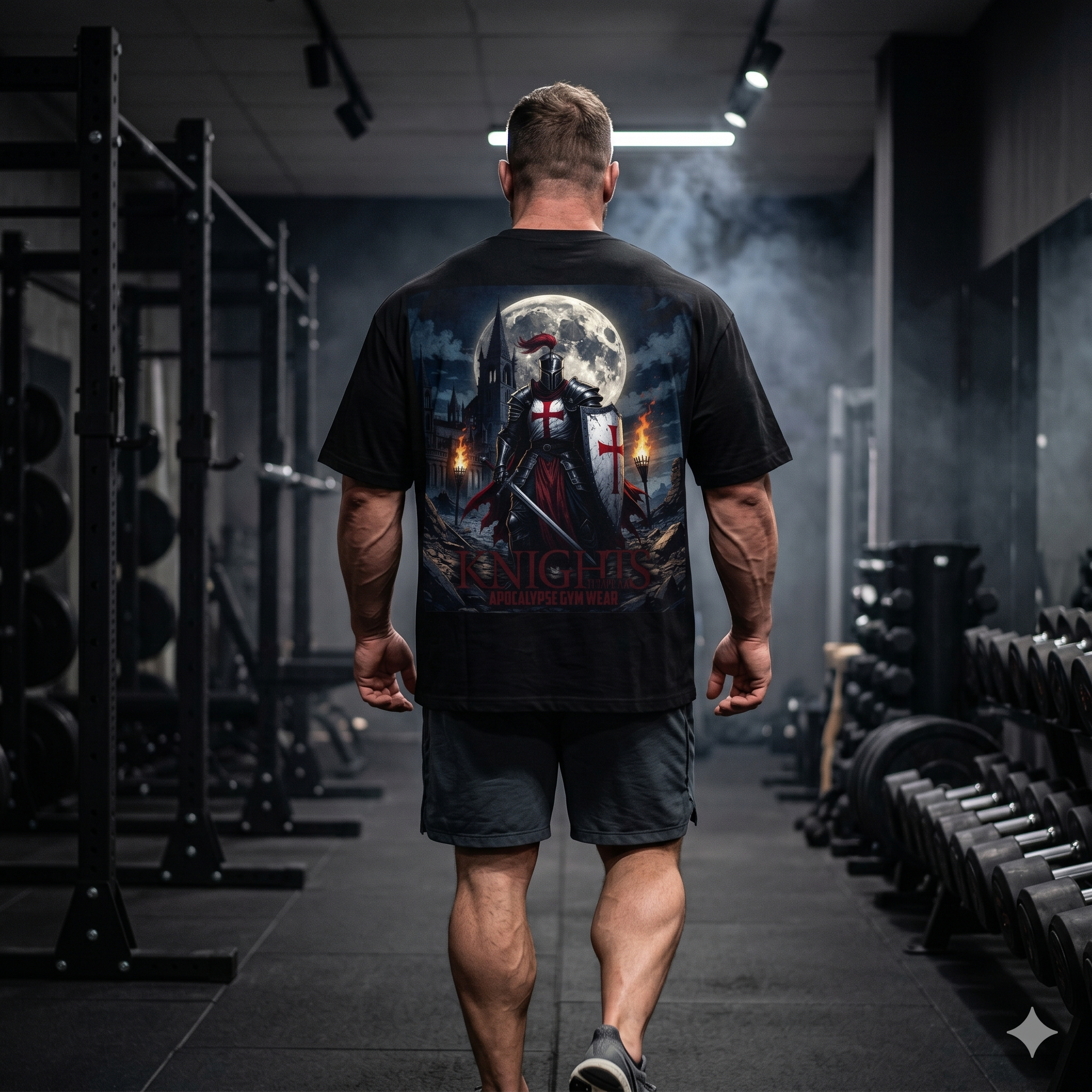 Knights Templar Bodybuilding Shirt - Gym Pump Cover Tee, Heavyweight Cotton Workout T-Shirt, Warrior Fitness Apparel, Powerlifting Tee