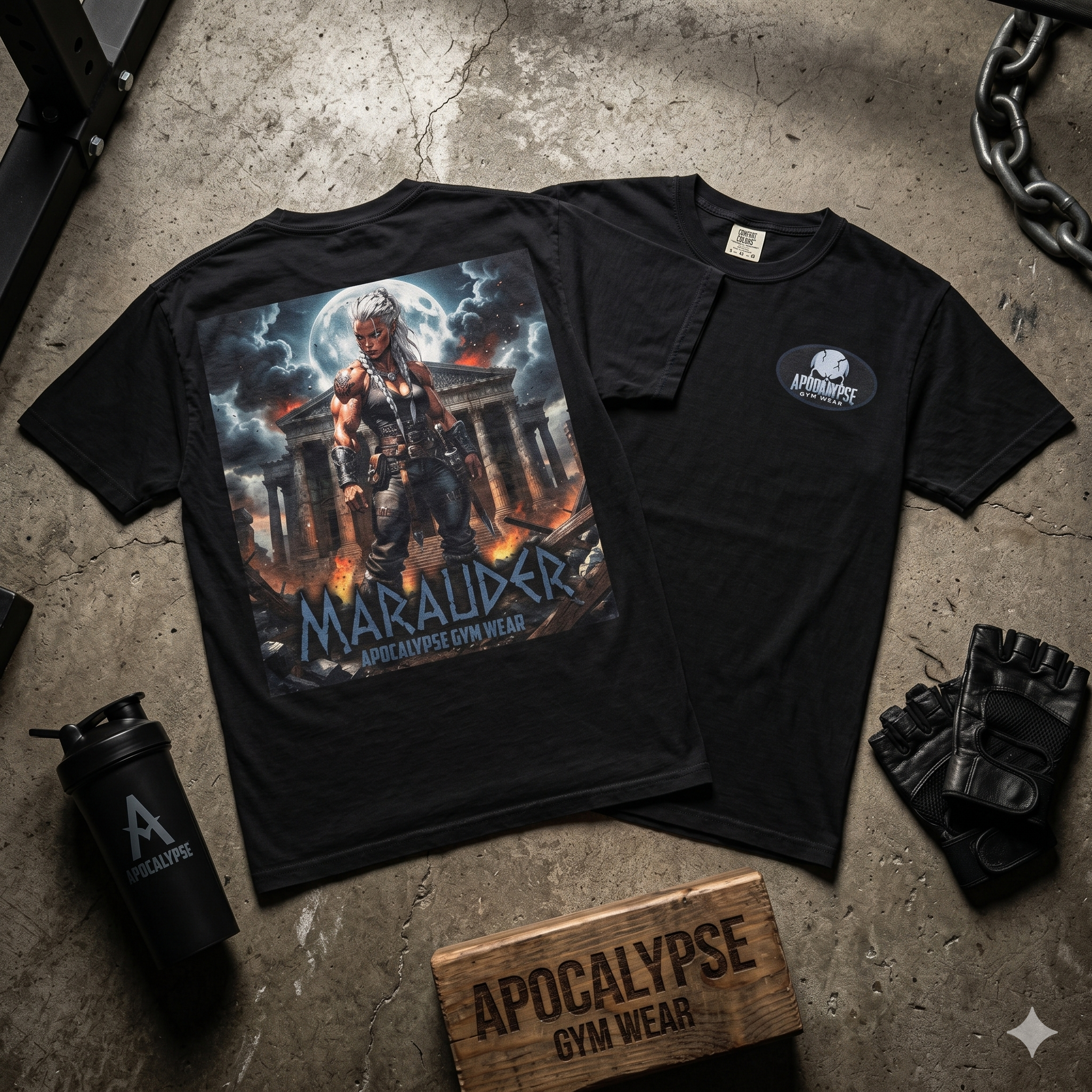 Apocalypse Marauder Pump Cover - Heavyweight Bodybuilding Shirt - Dark Fantasy Gym Wear - Oversized Powerlifting Graphic Tee