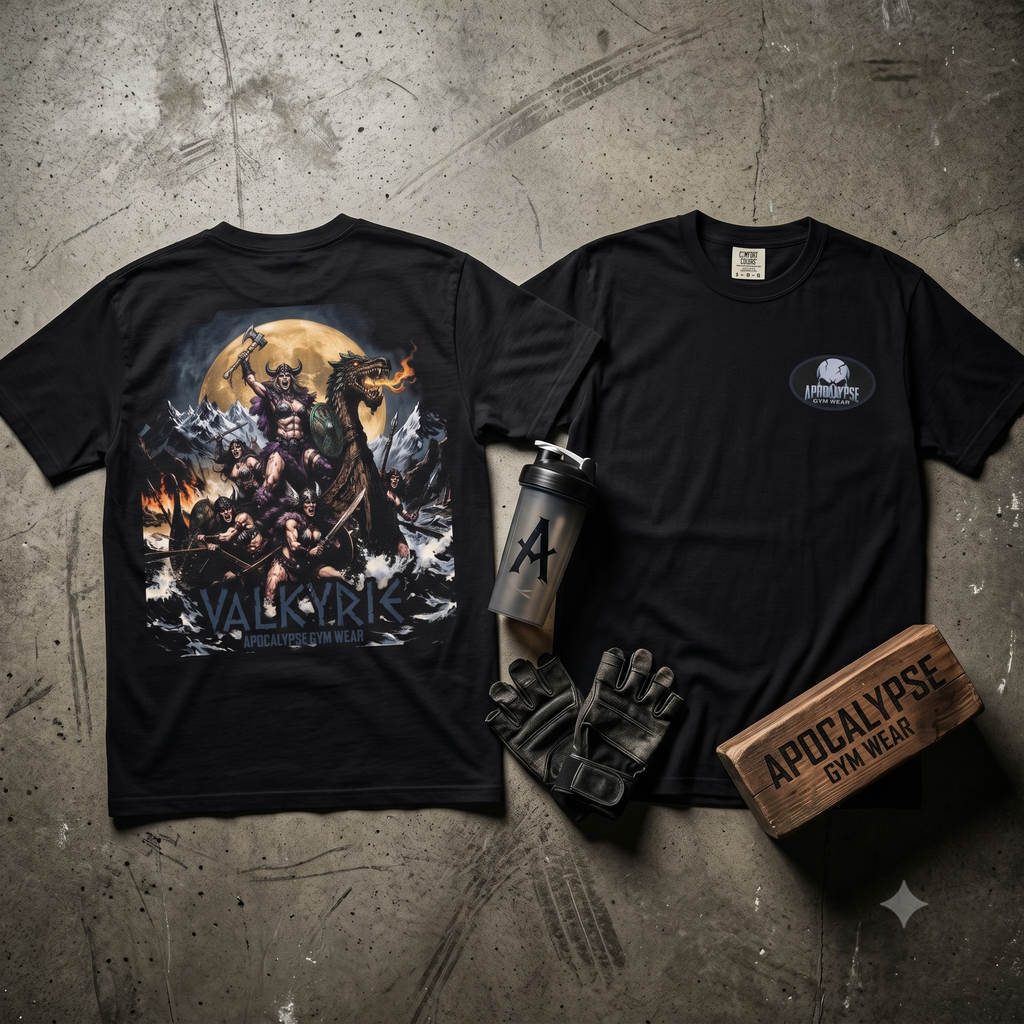 Valkyrie Norse Viking Illustration T-shirt | Mythic Warrior Back Print