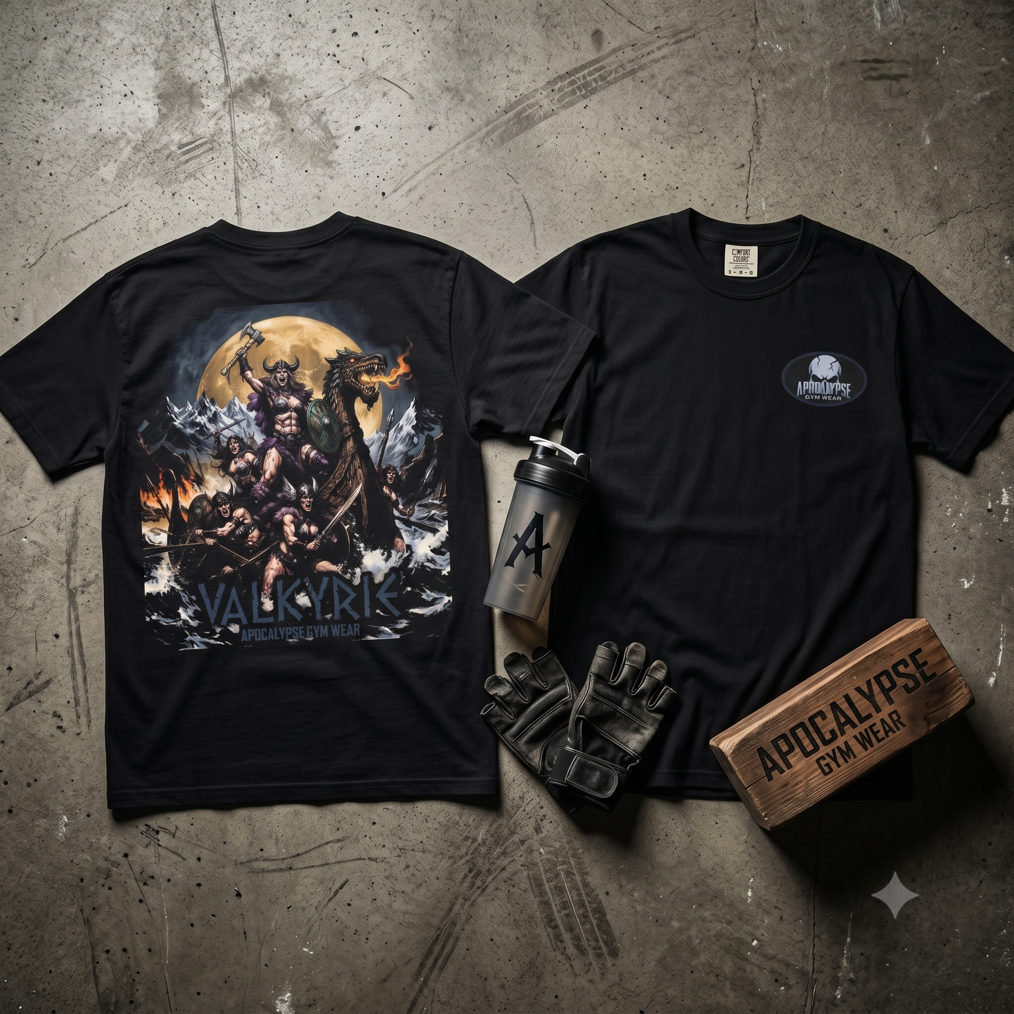 Valkyrie Norse Viking Illustration T-shirt | Mythic Warrior Back Print