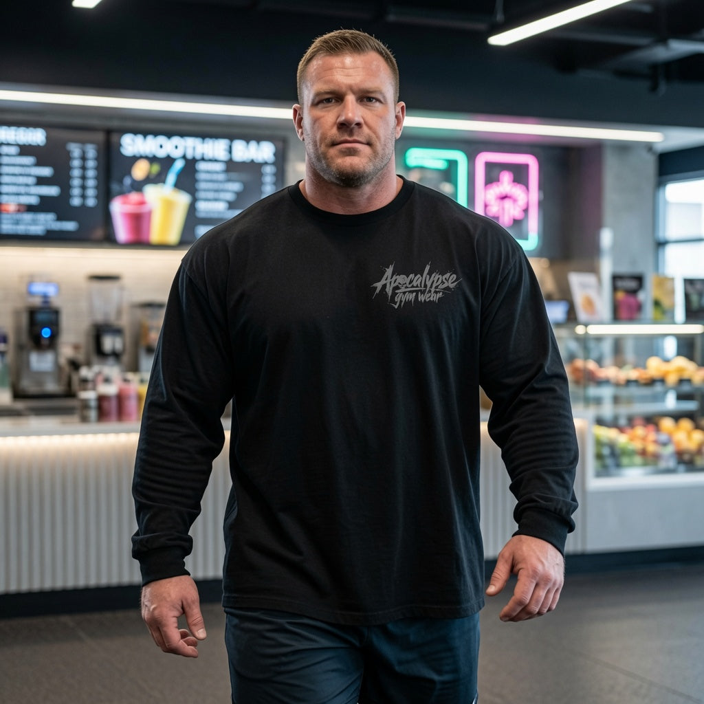 Hooded Skull Heavyweight Long Sleeve Gym Shirt | Apocalypse Gym Wear Pump Cover