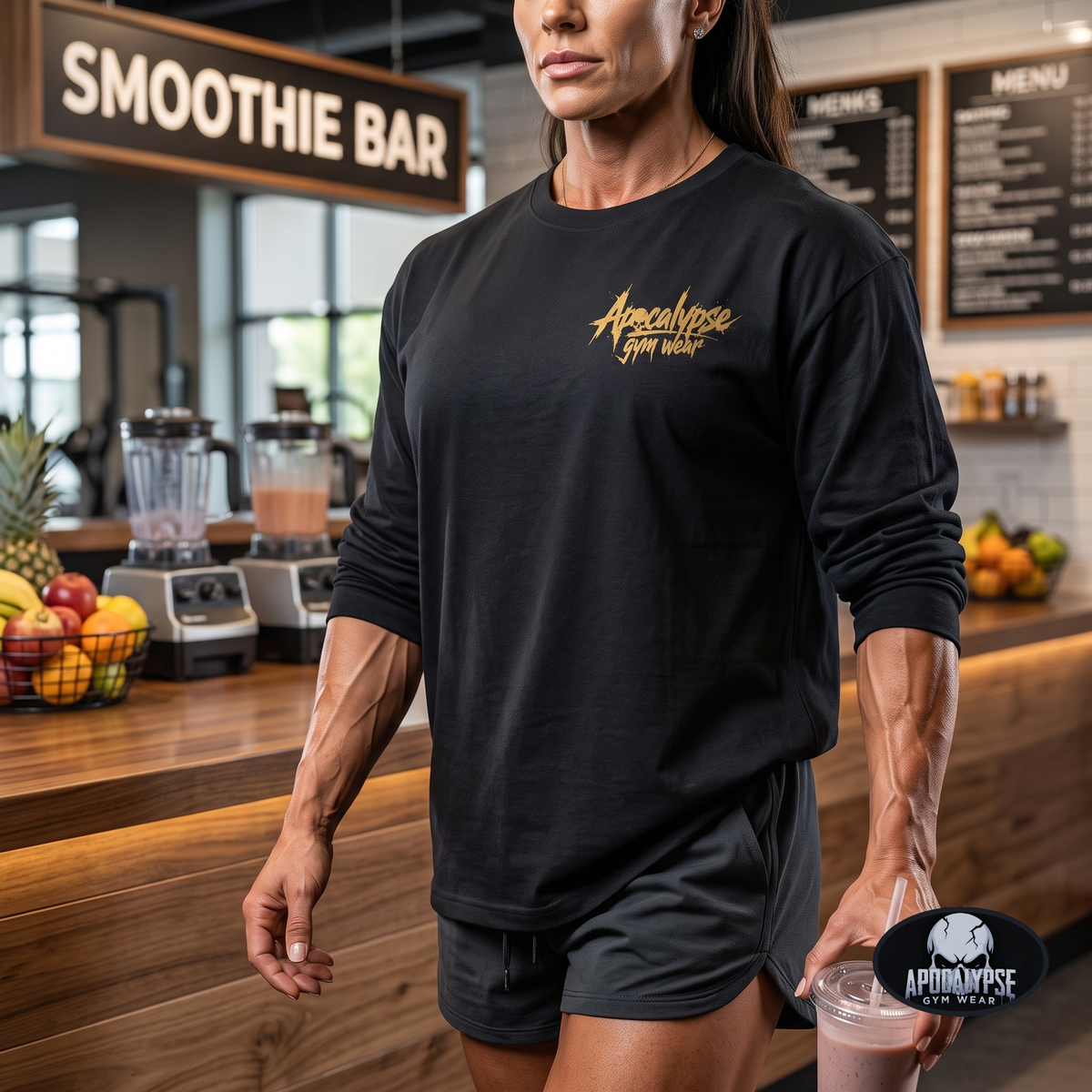 Gold Cracked Skull Heavyweight Long Sleeve Gym Shirt | Apocalypse Gym Wear Pump Cover