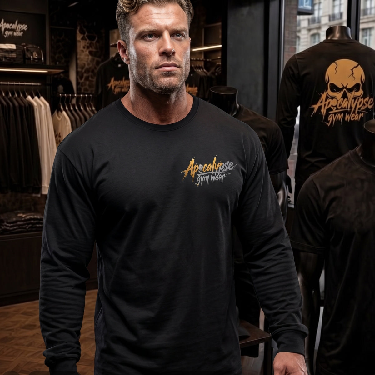 Gold & Silver Cracked Skull Heavyweight Oversized Gym Long Sleeve Shirt | Apocalypse Gym Wear Pump Cover