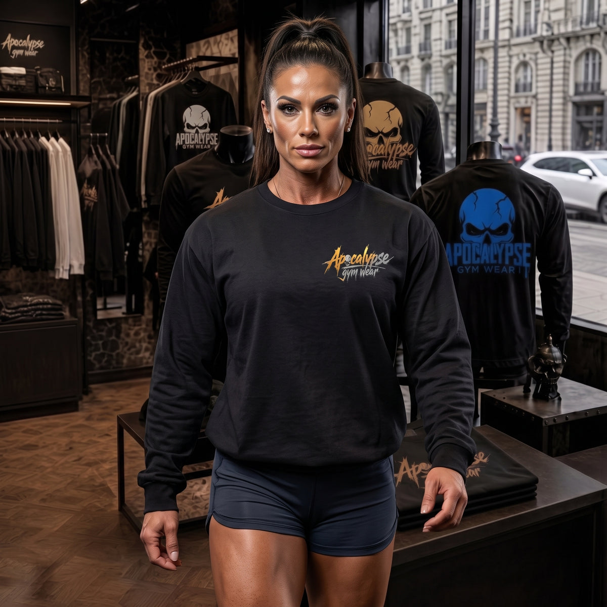 Gold & Silver Cracked Skull Heavyweight Oversized Gym Long Sleeve Shirt | Apocalypse Gym Wear Pump Cover