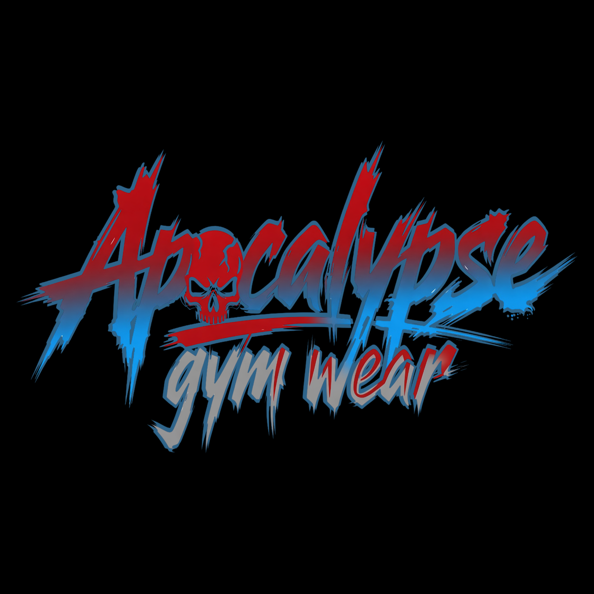Red & Blue Brush Logo Heavyweight Oversized Gym Long Sleeve Shirt | Apocalypse Gym Wear Pump Cover