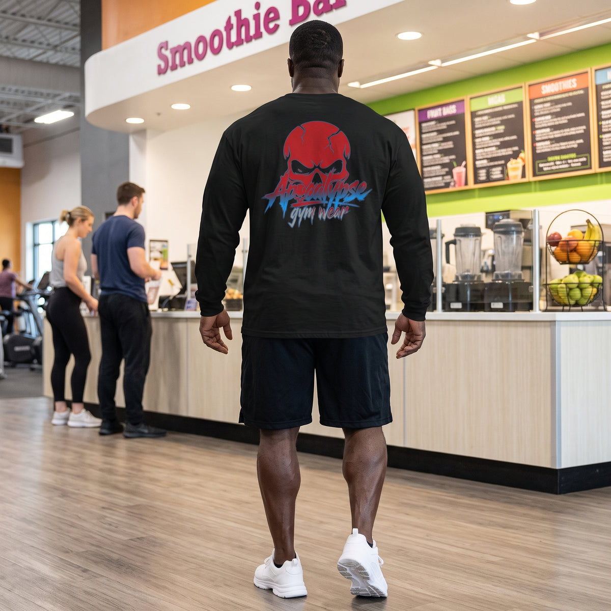 Red & Blue Crimson Skull Heavyweight Oversized Gym Long Sleeve Shirt | Apocalypse Gym Wear Pump Cover