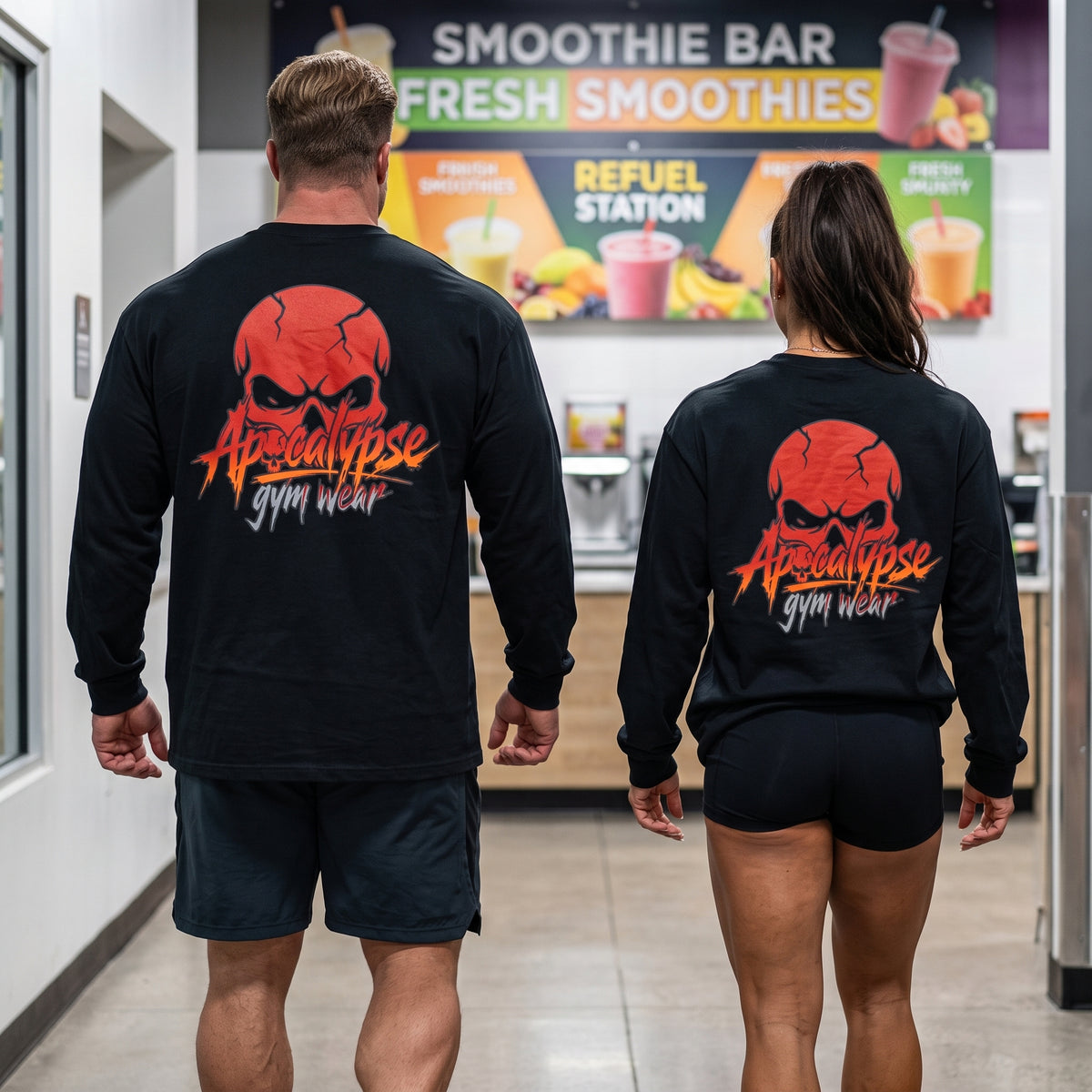 Fire & Ash Crimson Skull Heavyweight Oversized Gym Long Sleeve Shirt | Apocalypse Gym Wear Pump Cover