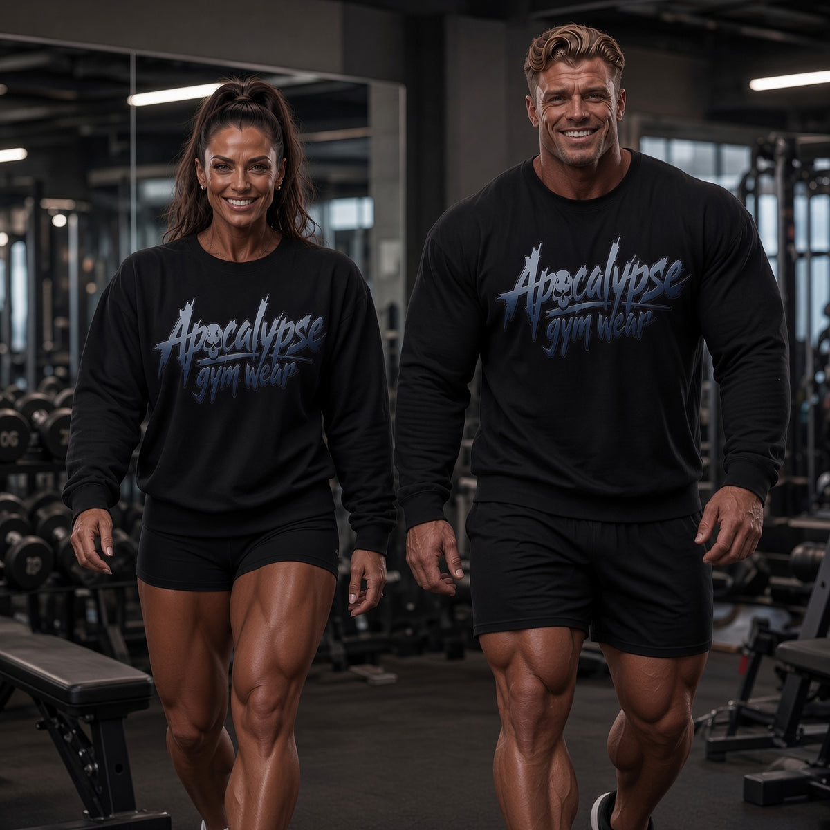 Apocalypse Gym Wear Witching Hour black long sleeve t-shirt front view on a rustic wood backdrop featuring a lunar steel brush logo on the center chest.