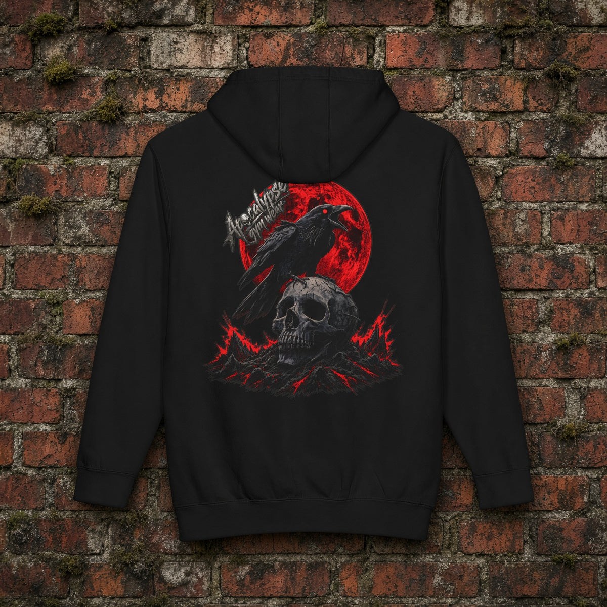 Blood Moon Raven Heavyweight Oversized Hoodie | Apocalypse Gym Wear
