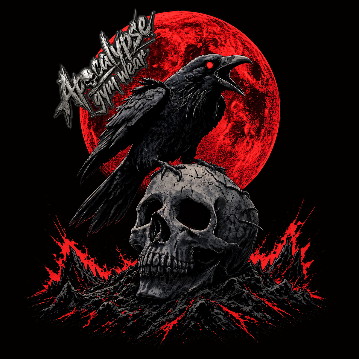 Blood Moon Raven Heavyweight Oversized Hoodie | Apocalypse Gym Wear